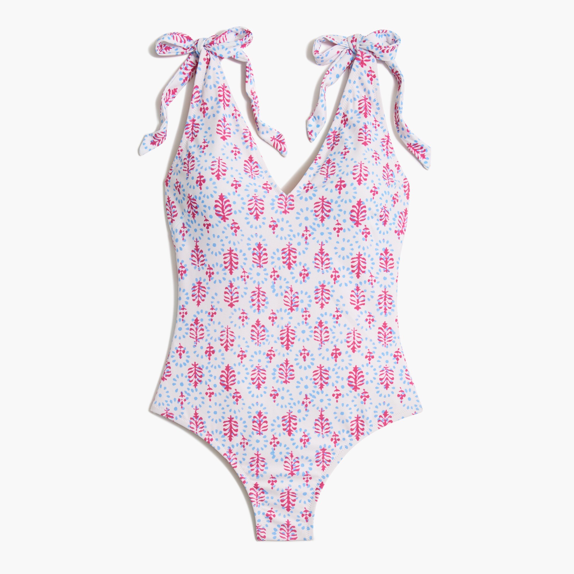 Printed tie-shoulder swimsuit