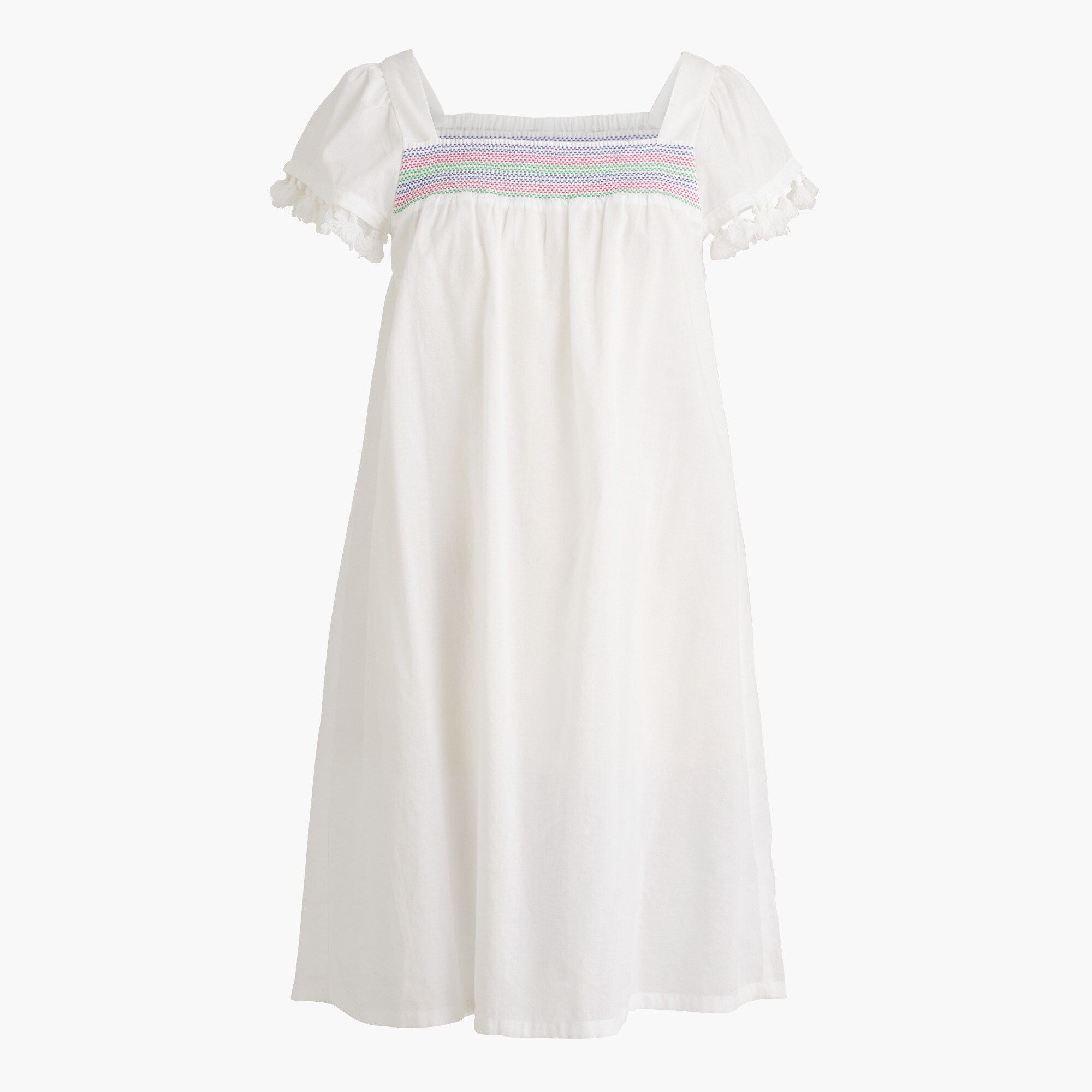 Smocked tassel mini dress