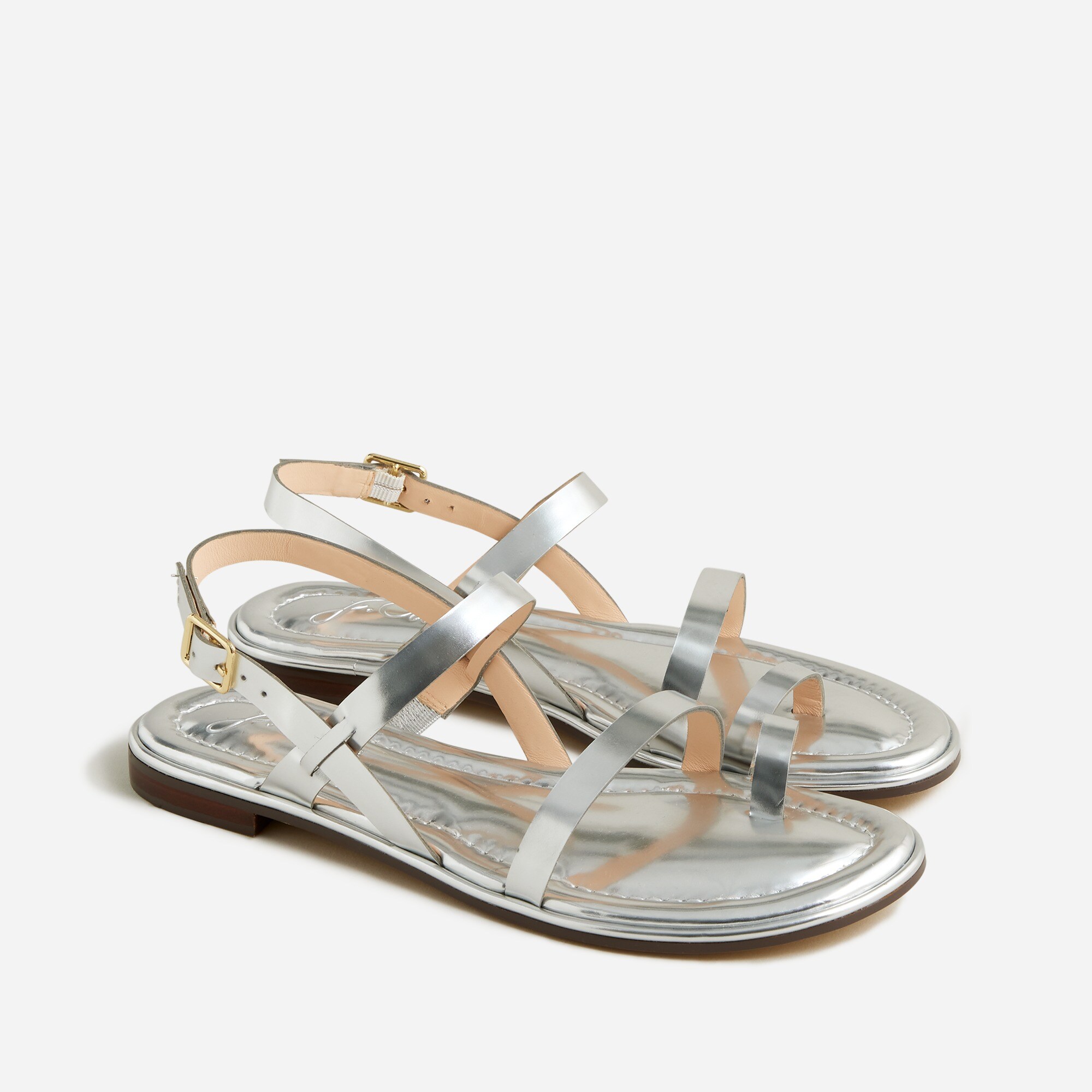 J.Crew: Menorca Toe-ring Slingback Sandals In Leather For Women