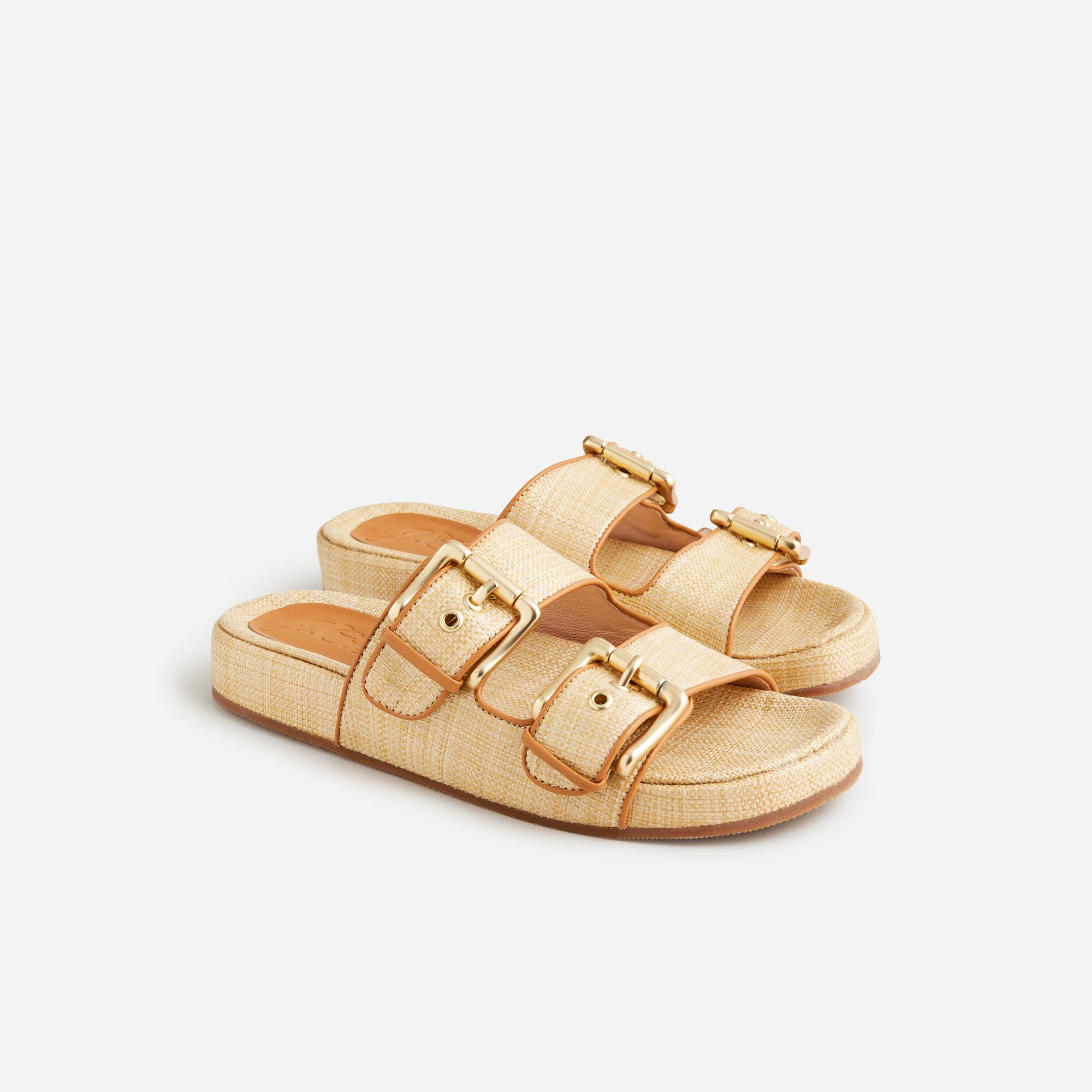 Two-strap woven buckle sandals