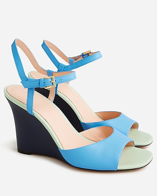  Bianca colorblock ankle-strap wedges