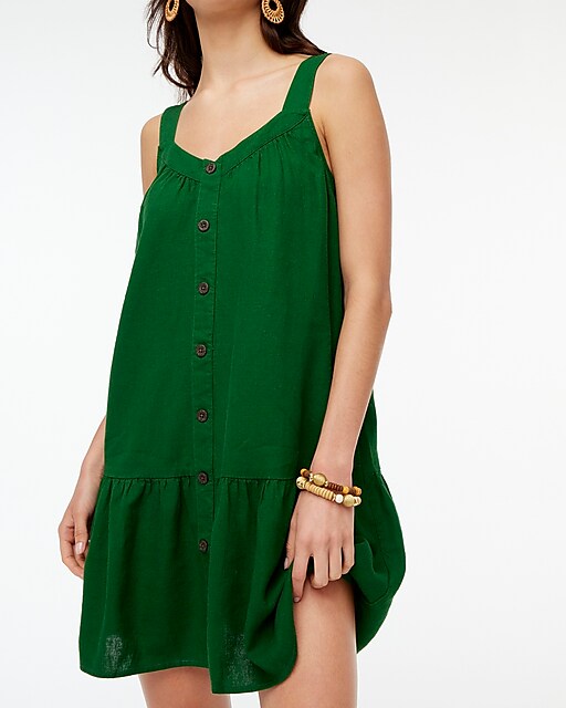 womens Linen-blend button-front mini dress