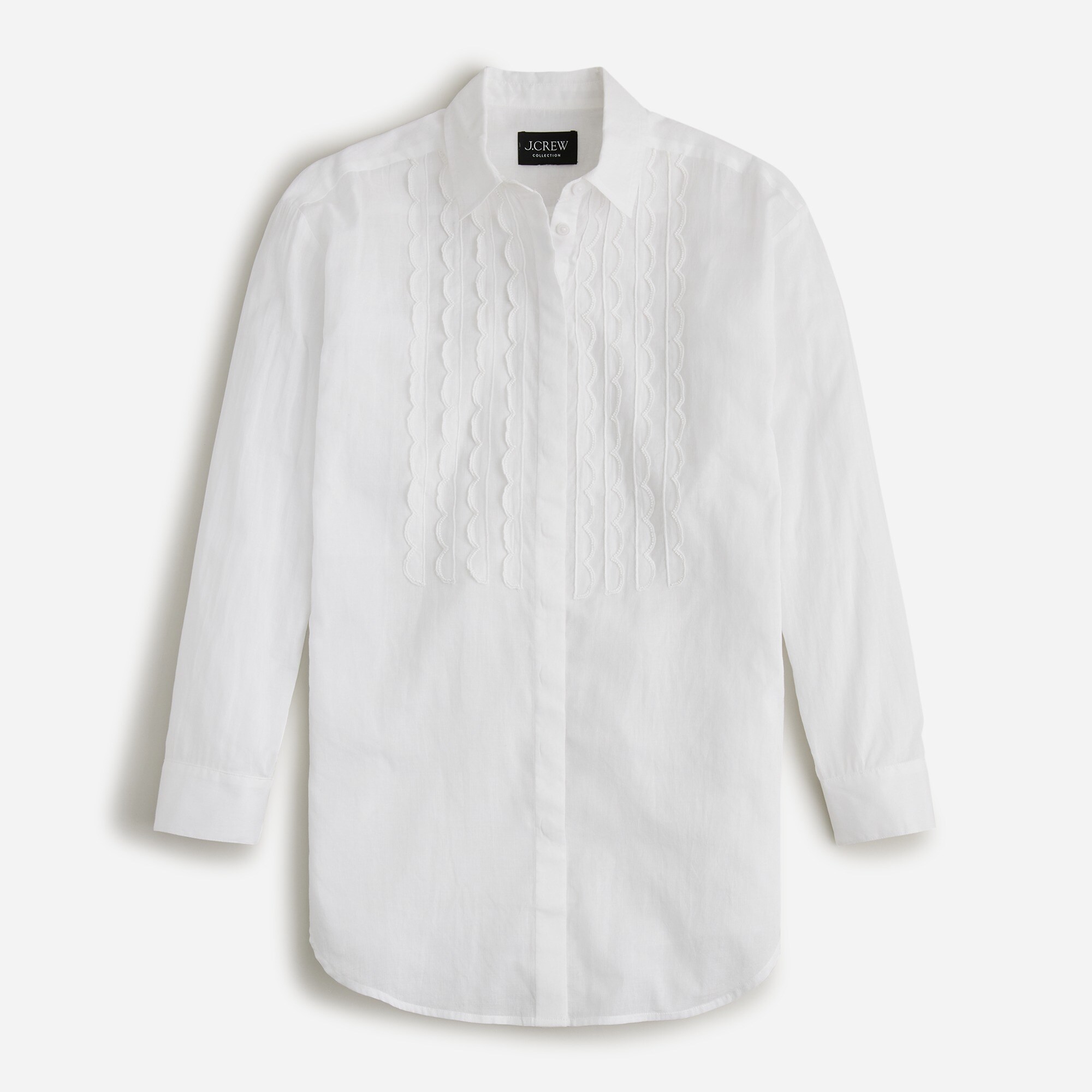  Collection limited-edition sheer scalloped tuxedo shirt in cotton voile