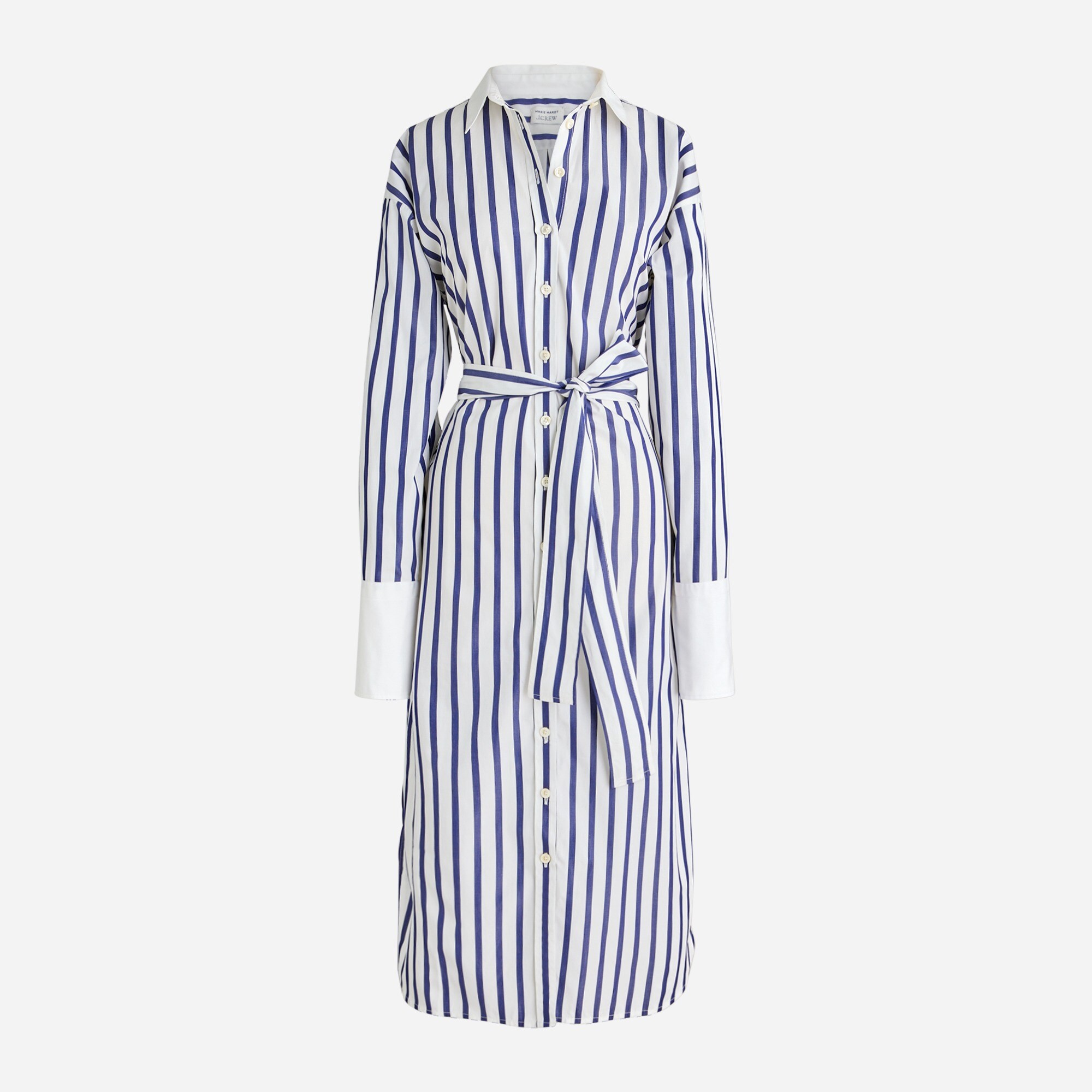 Marie Marot X J.Crew tie-waist shirt-dress in Thomas Mason® cotton poplin