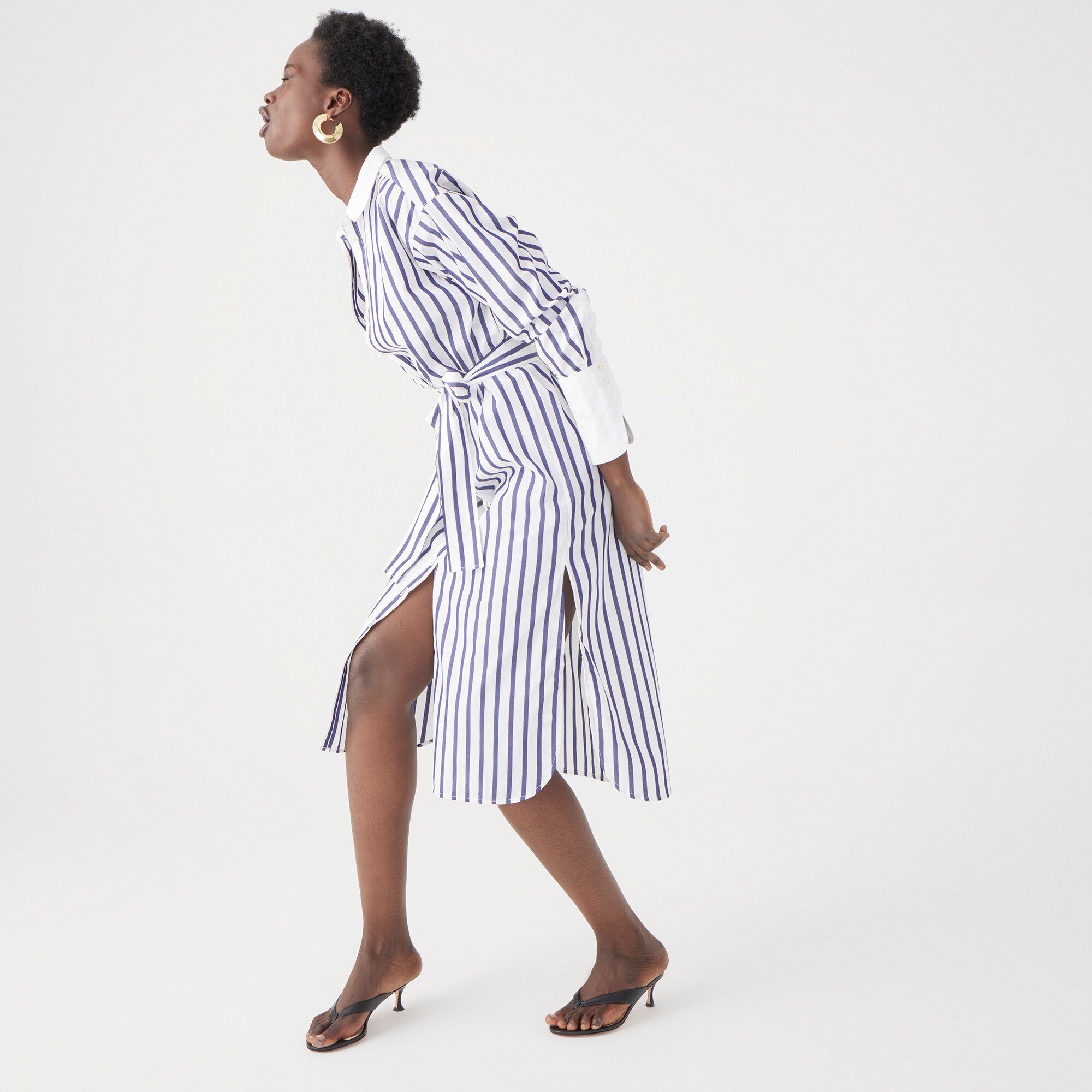 womens Marie Marot X J.Crew tie-waist shirtdress in Thomas Mason&reg; cotton poplin