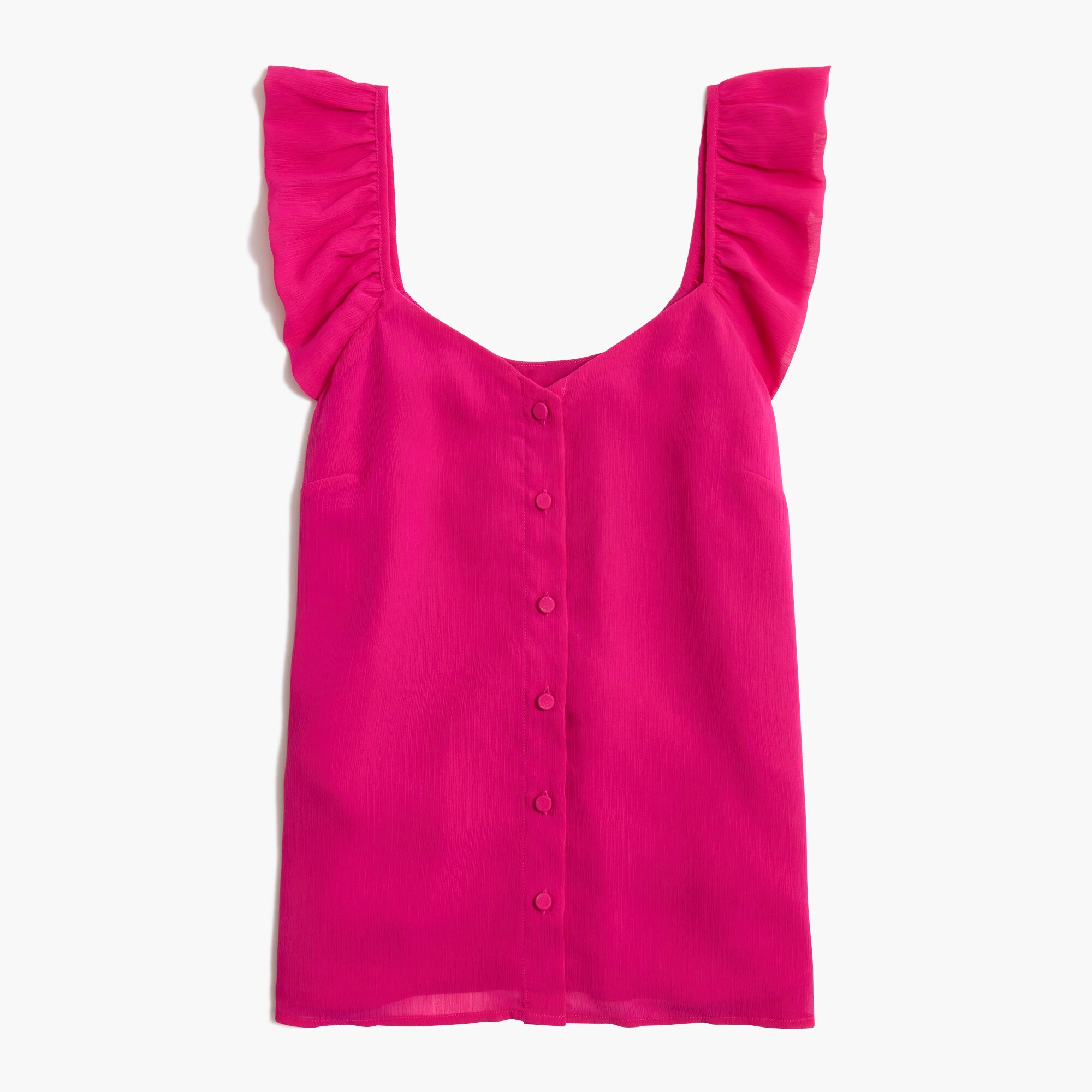 button-up tank top with ruffle sleeves for women