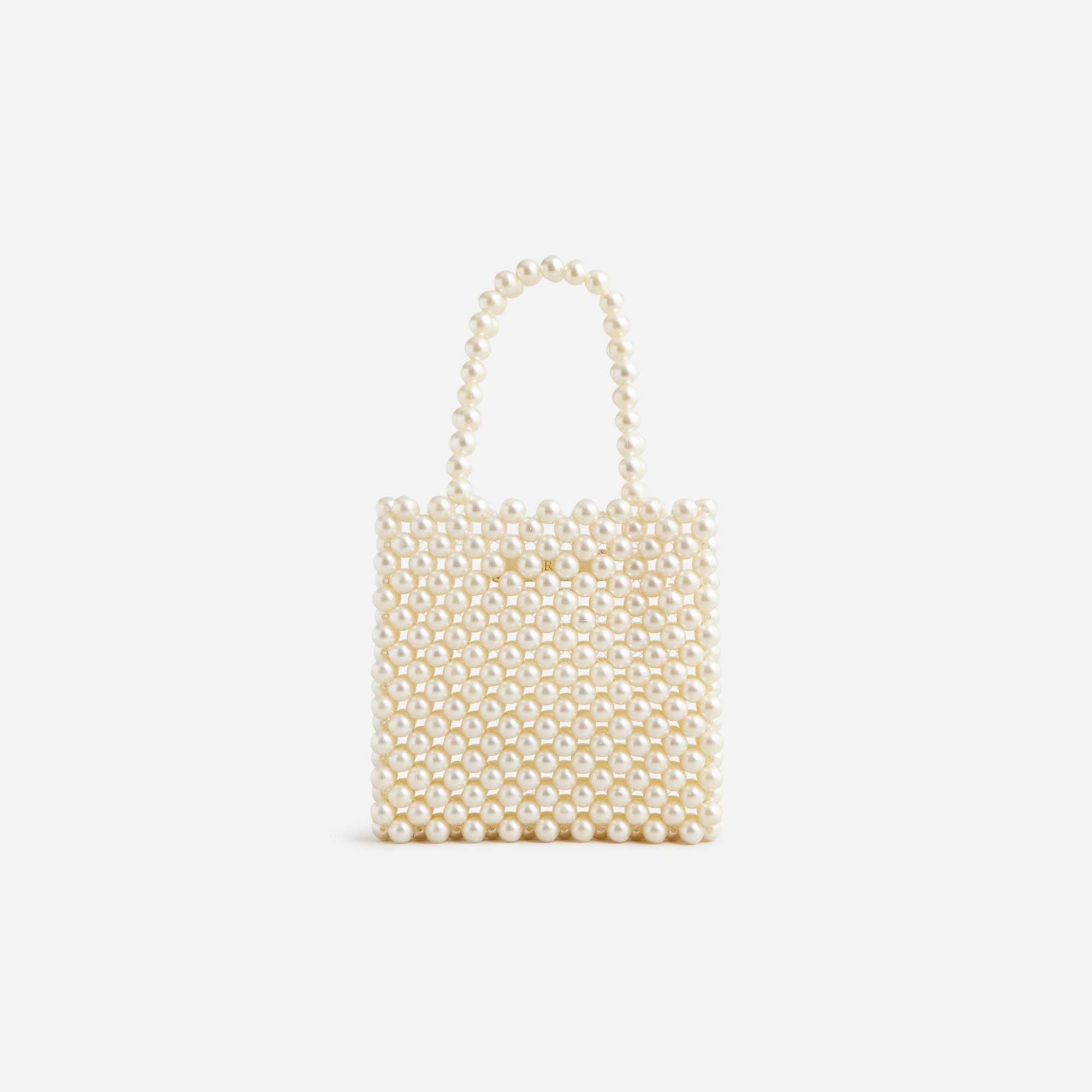 Mini Faux Pearl Decor Drawstring Design Satchel Bag, Clear Bag