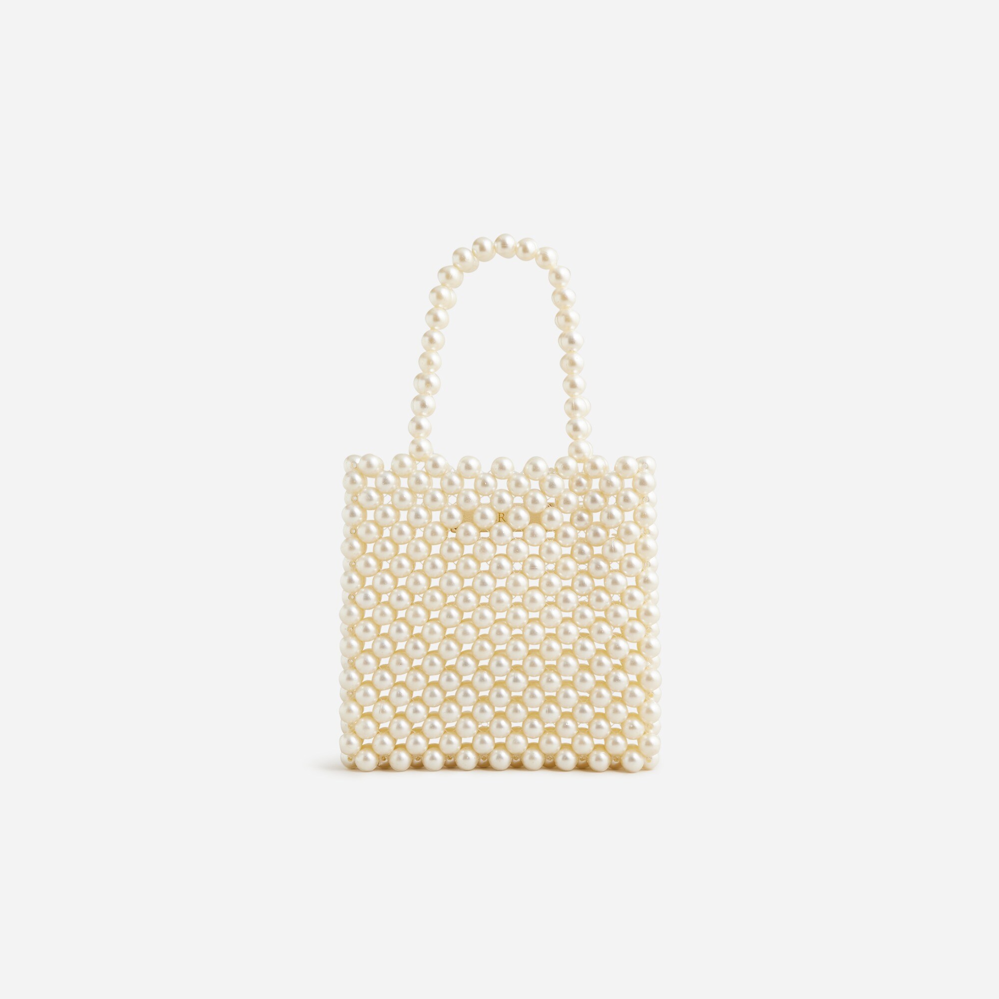 Hand-beaded faux-pearl mini bag