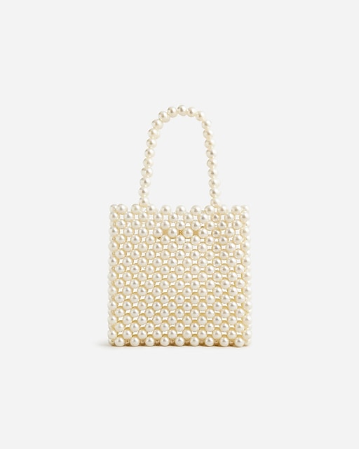 womens Hand-beaded faux-pearl mini bag