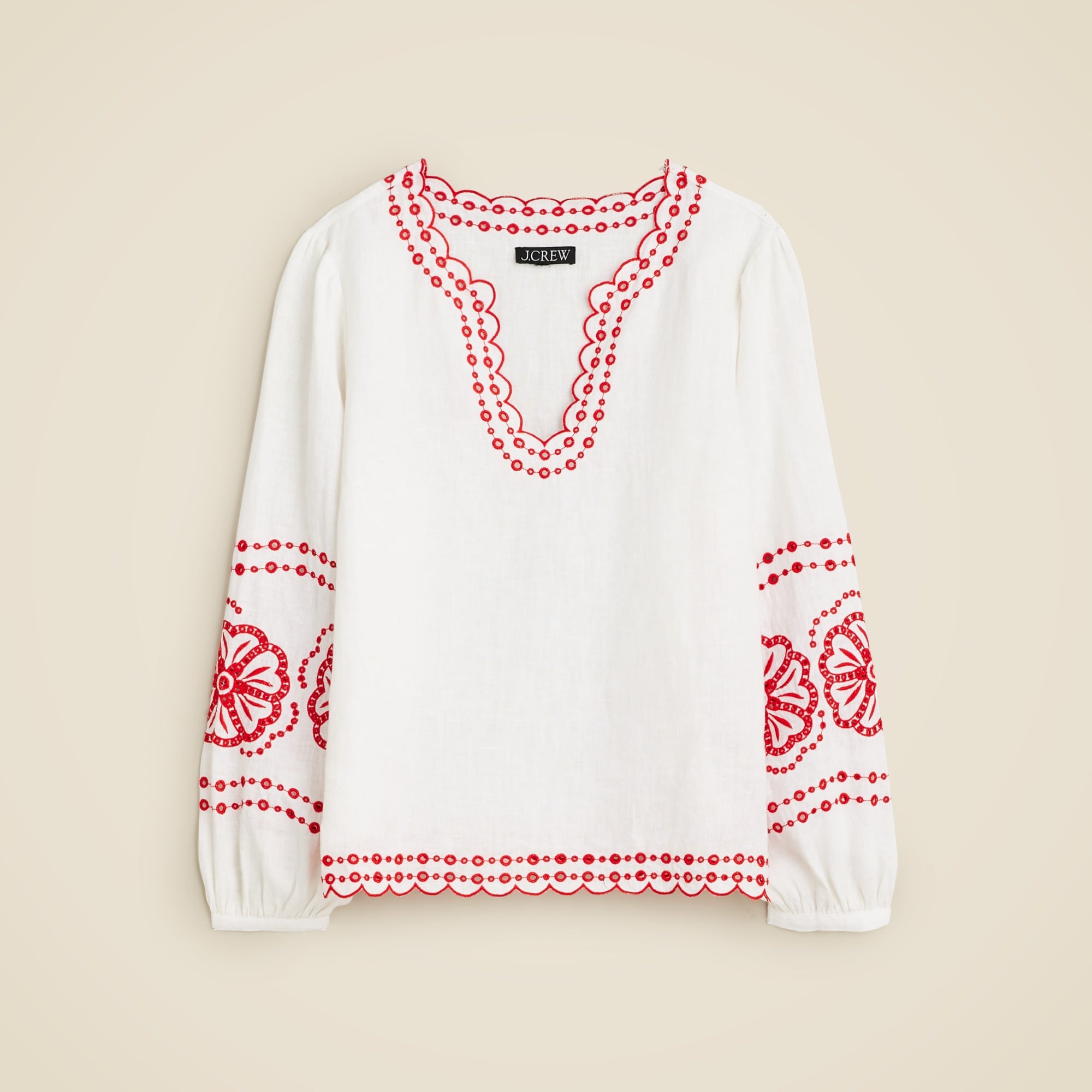 Bungalow embroidered top in linen