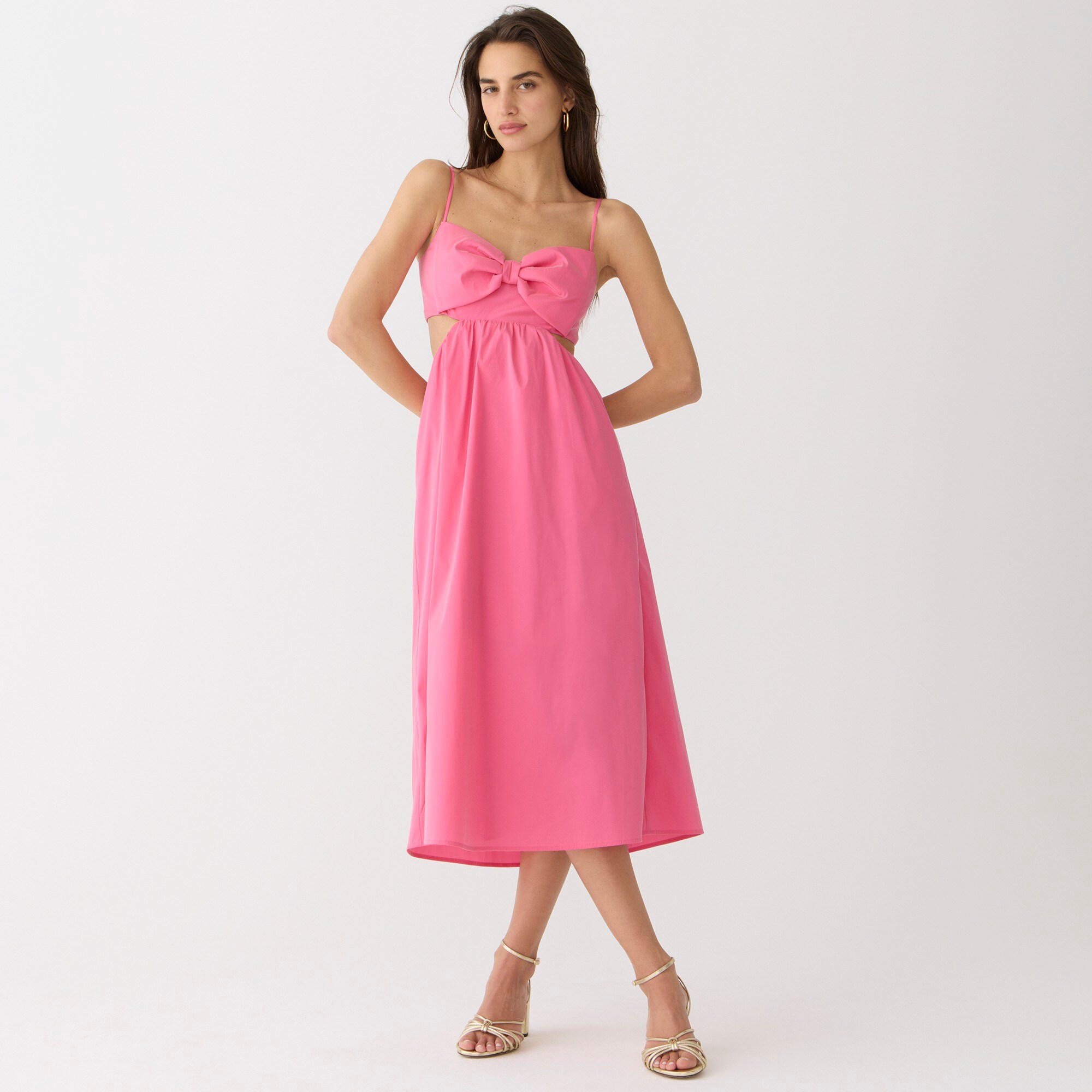 J.Crew: Collection Bow-front Cutout Midi Dress In Stretch Taffeta For Women
