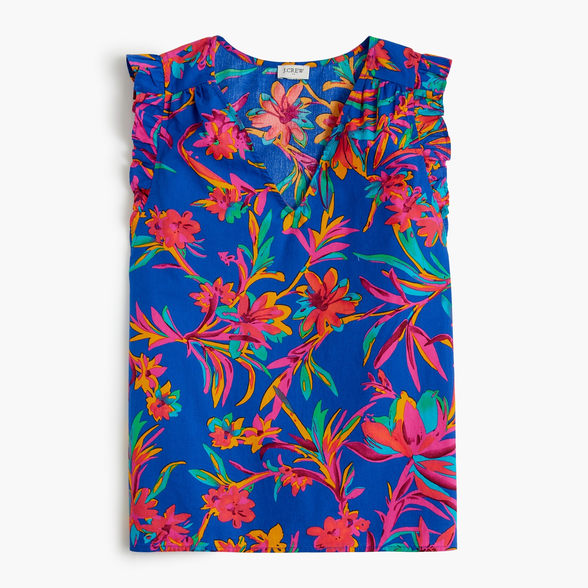Sleeveless Ruffled Charmeuse Top