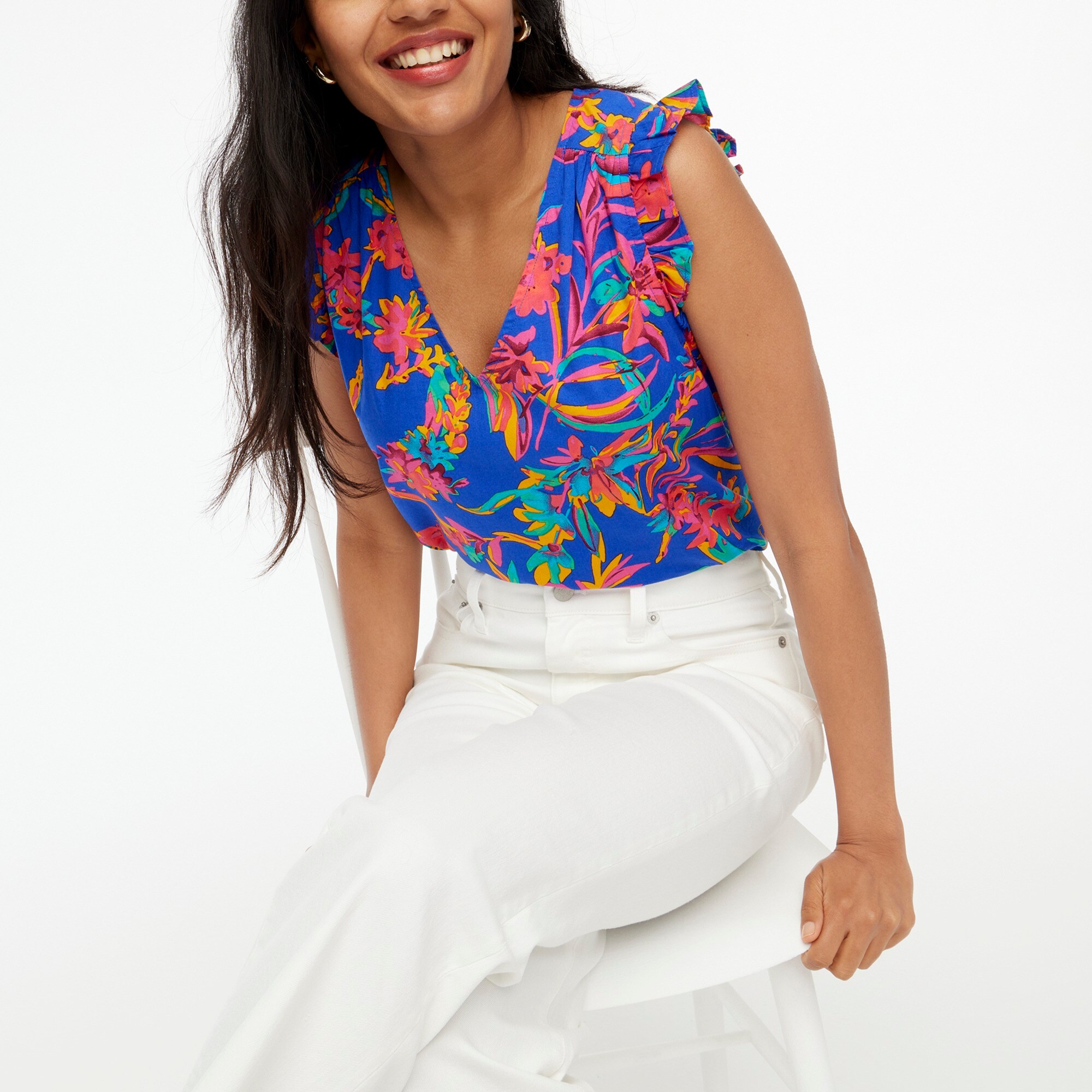 J crew sleeveless ruffle top outlet