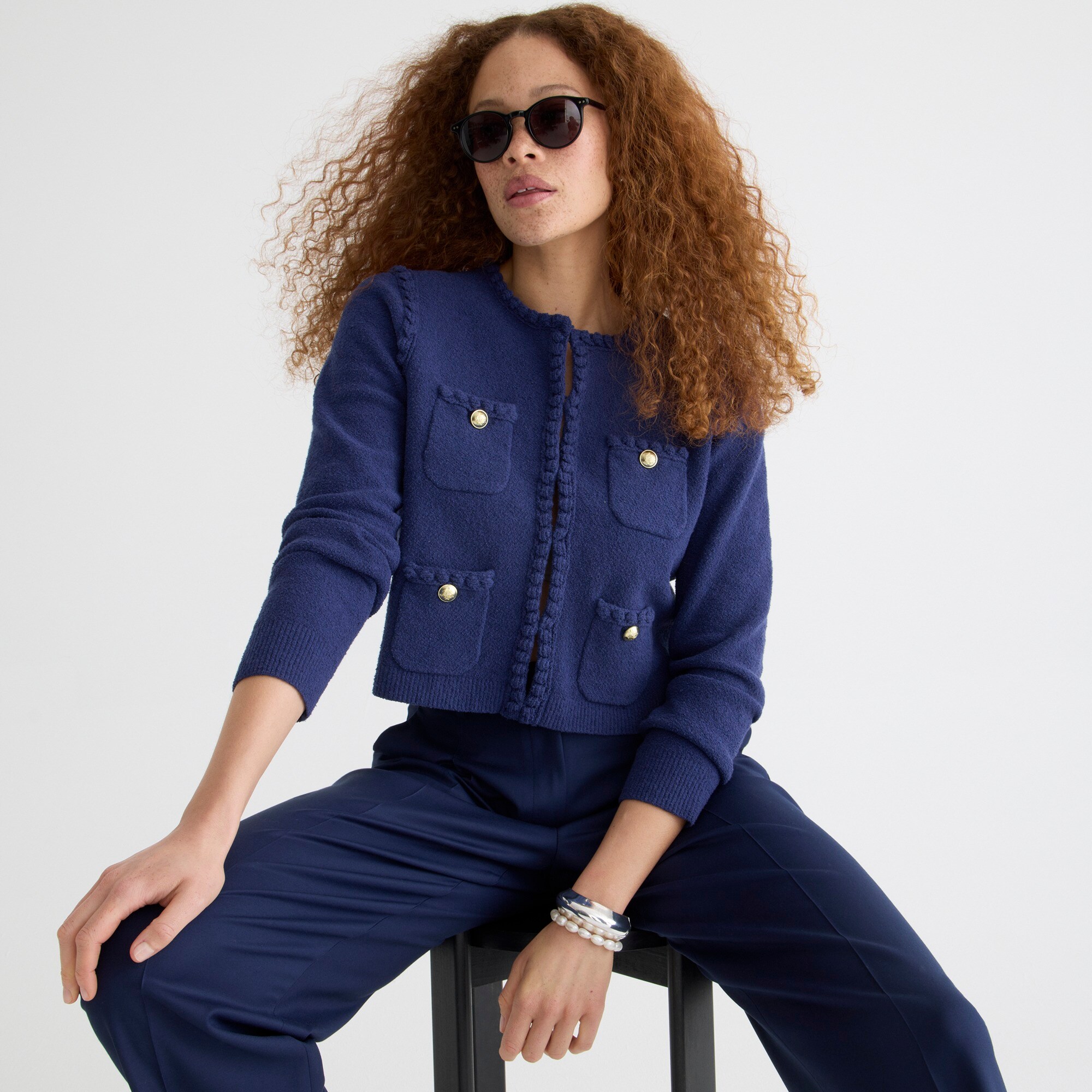 J.Crew: Odette Sweater Lady Jacket In Cotton-blend Bouclé For Women