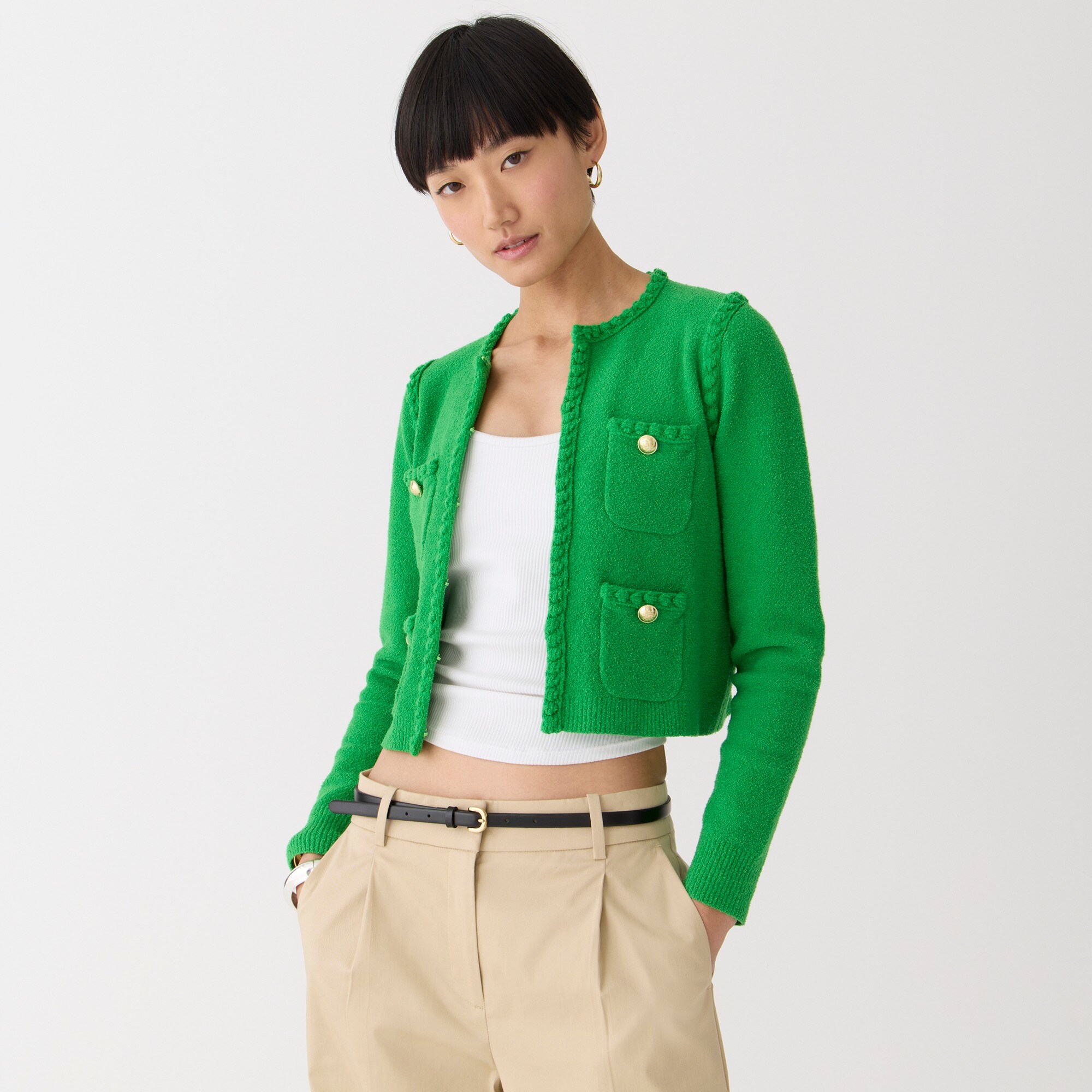 J.Crew: Odette Sweater Lady Jacket In Cotton-blend Bouclé For Women