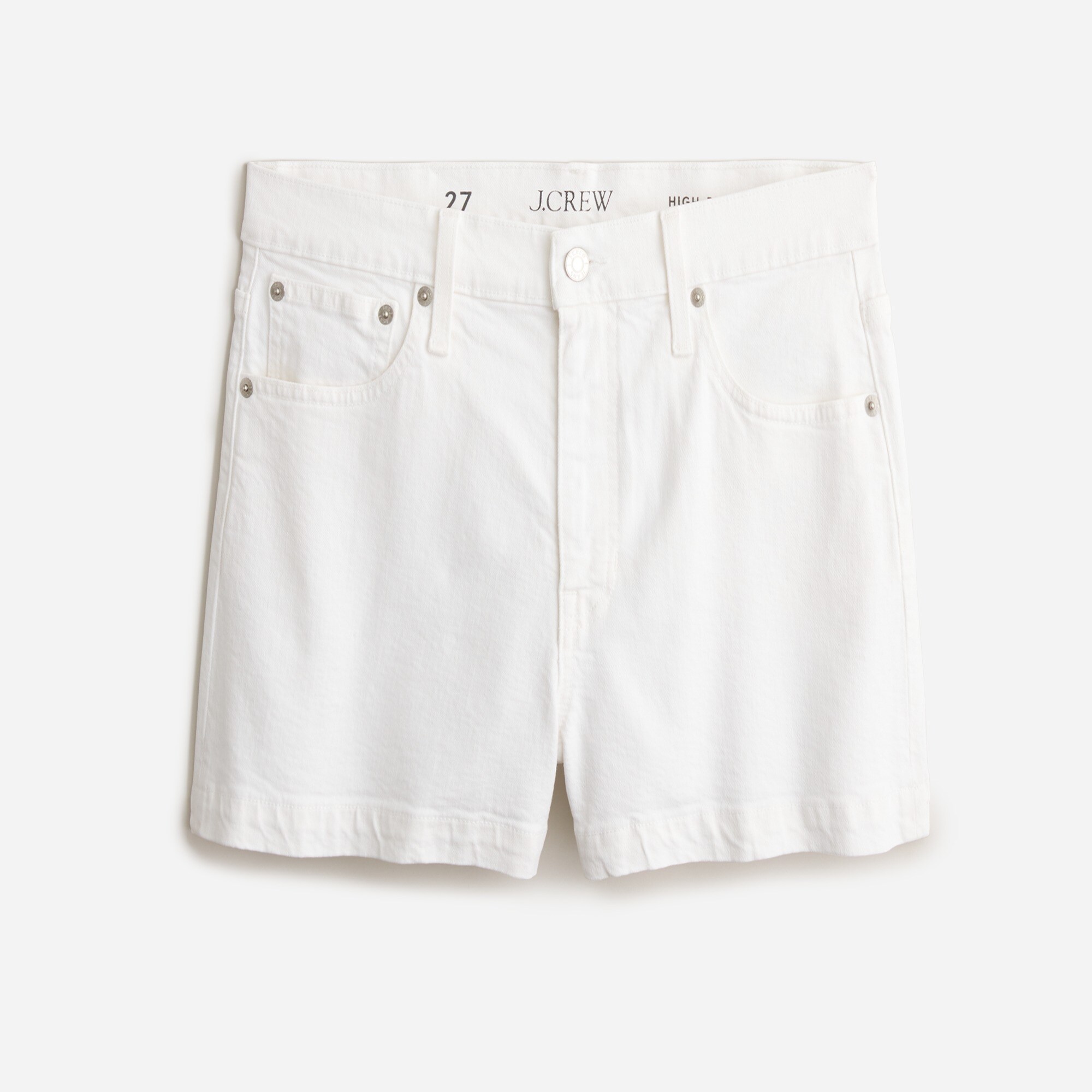 High-rise A-line denim short in white wash