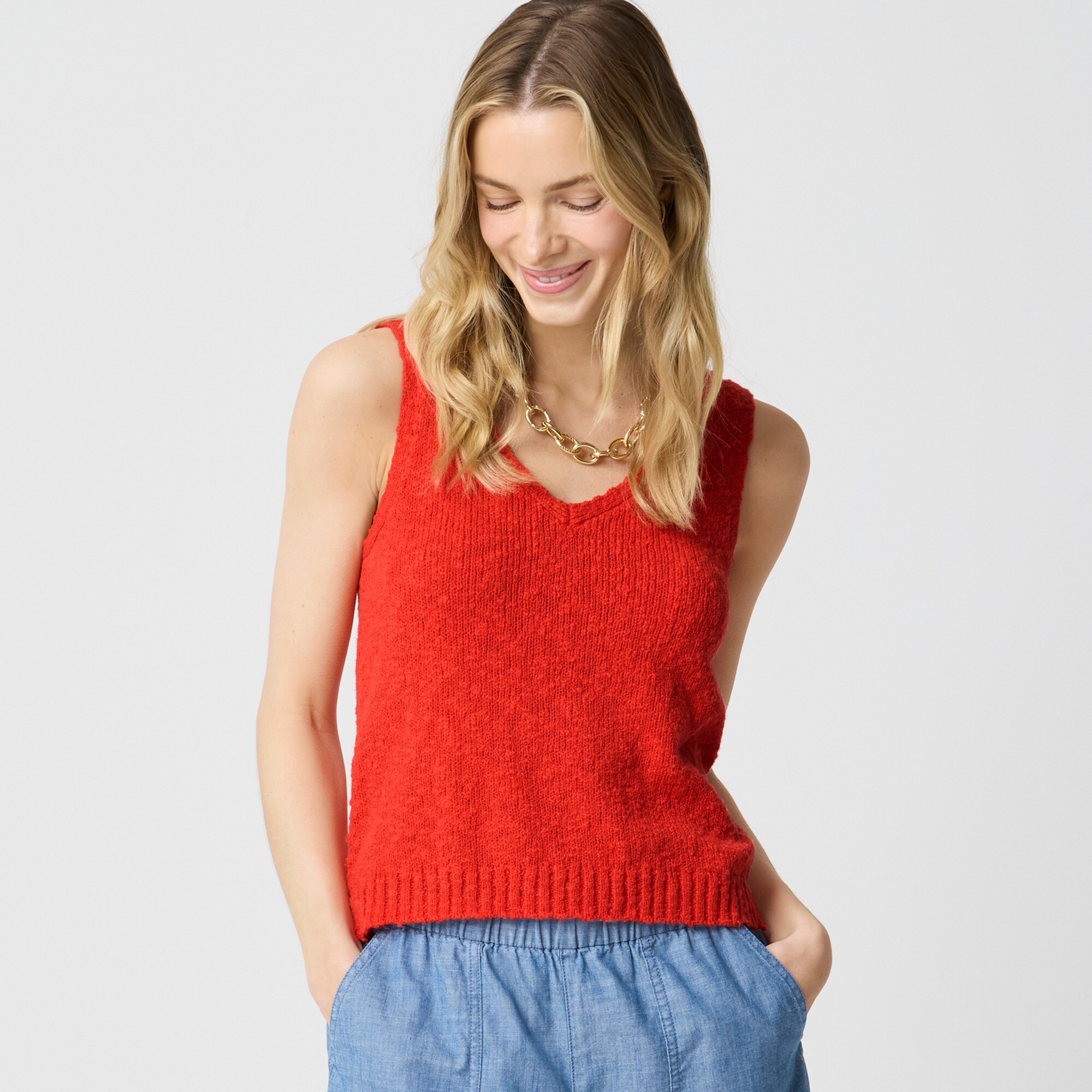 womens V-neck beach sweater-tank