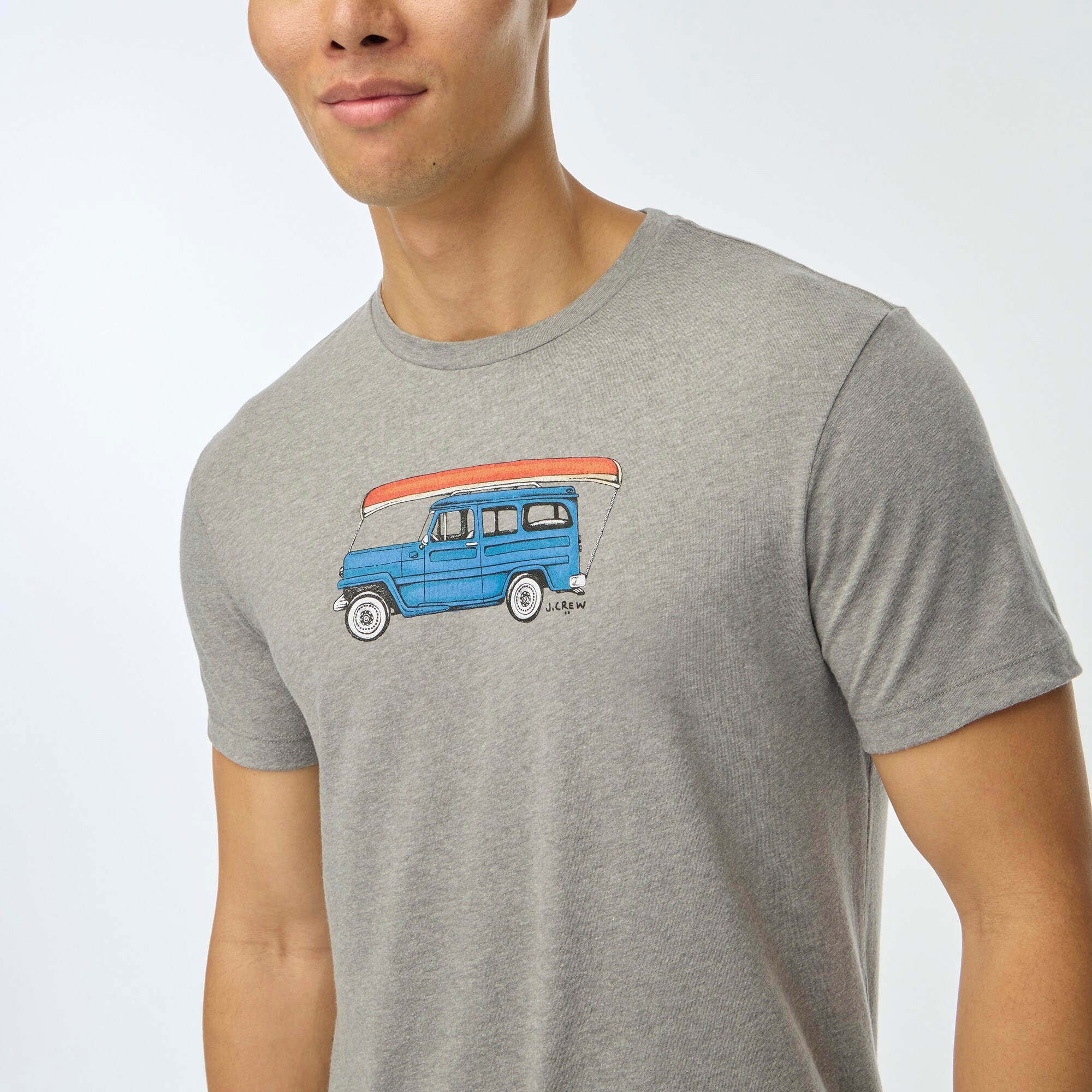 factory: car with canoe graphic tee for men