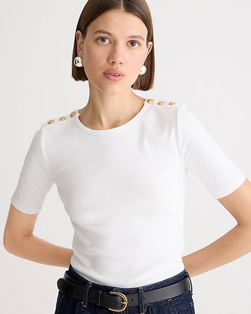  Perfect-fit elbow-sleeve T-shirt with buttons