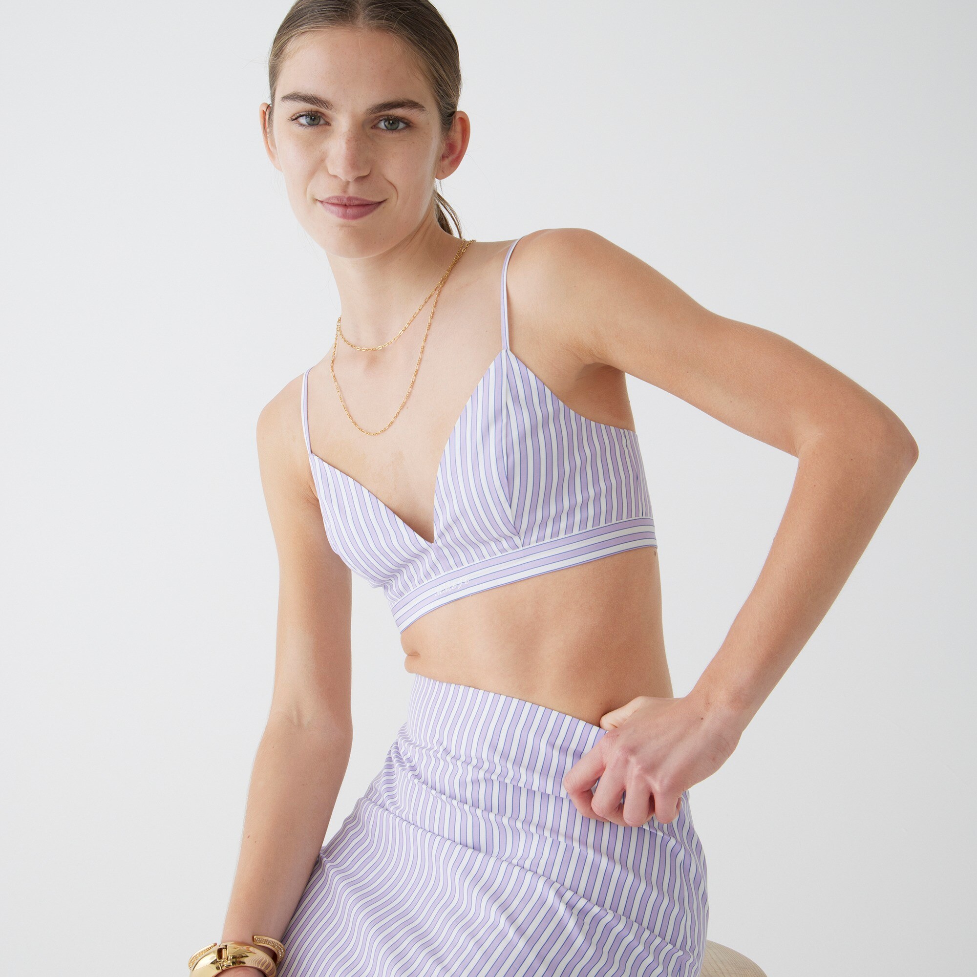 womens Marie Marot X J.Crew bralette top in Thomas Mason&reg; cotton poplin