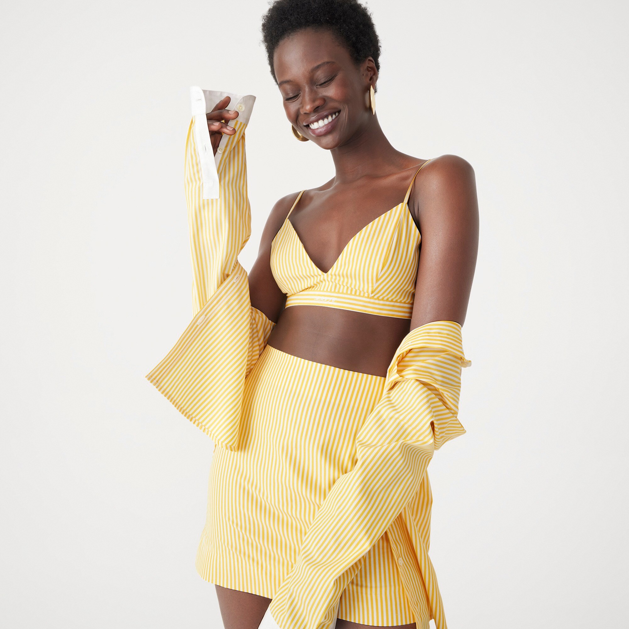 Marie Marot X J.Crew Bralette Top In Thomas Mason® Cotton Poplin