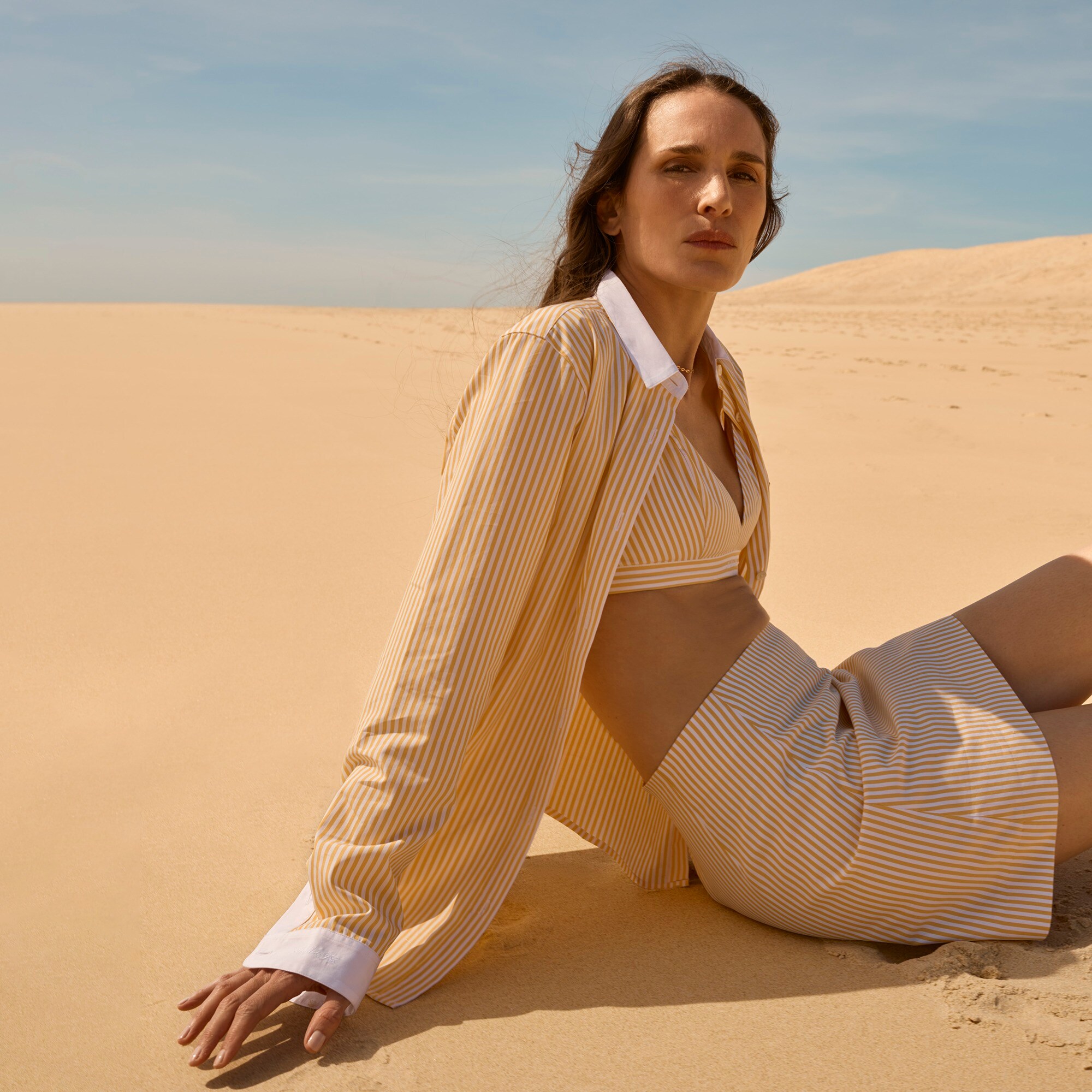 Marie Marot X J.Crew bralette top in Thomas Mason® cotton poplin