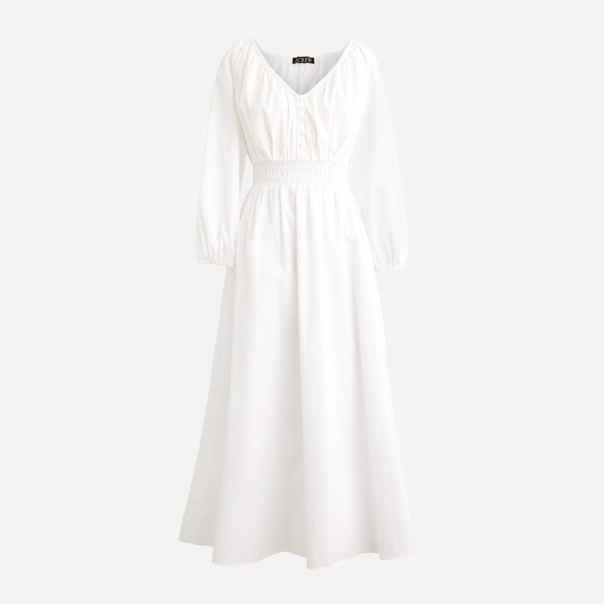  V-neck midi dress in cotton poplin