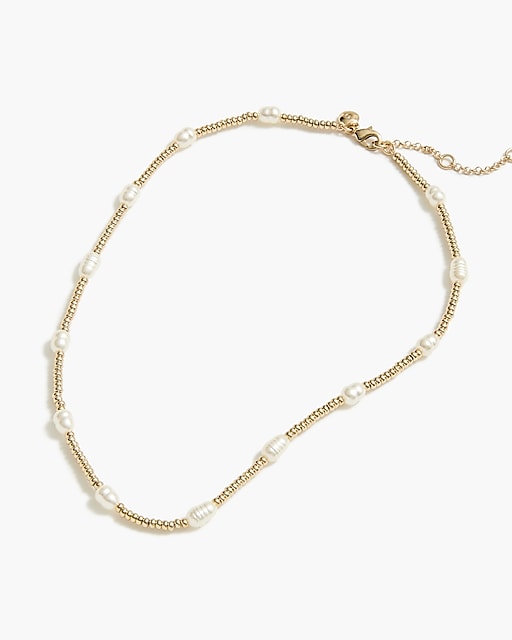 womens Pearl beaded layering necklace