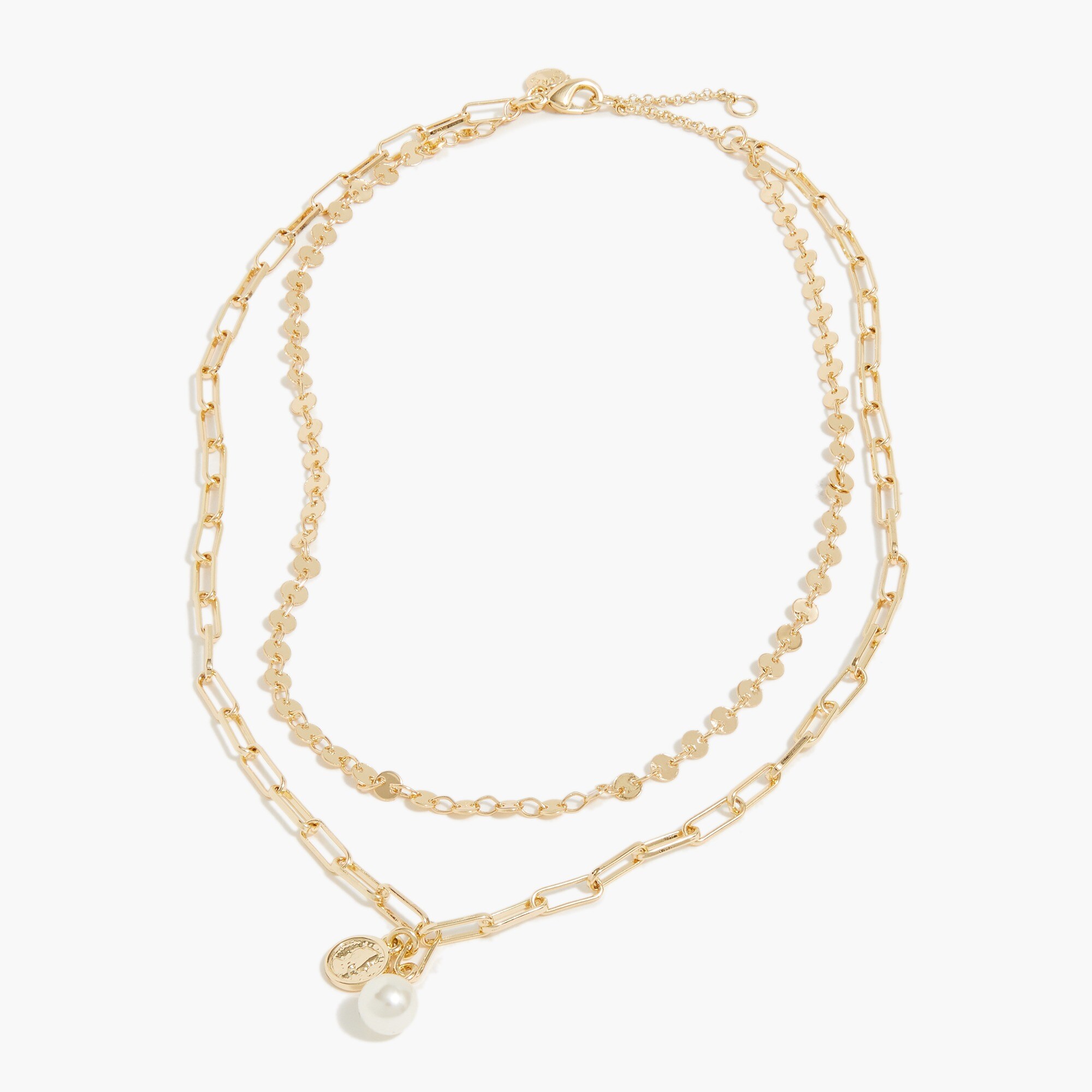 Small coin and pearl layering necklace