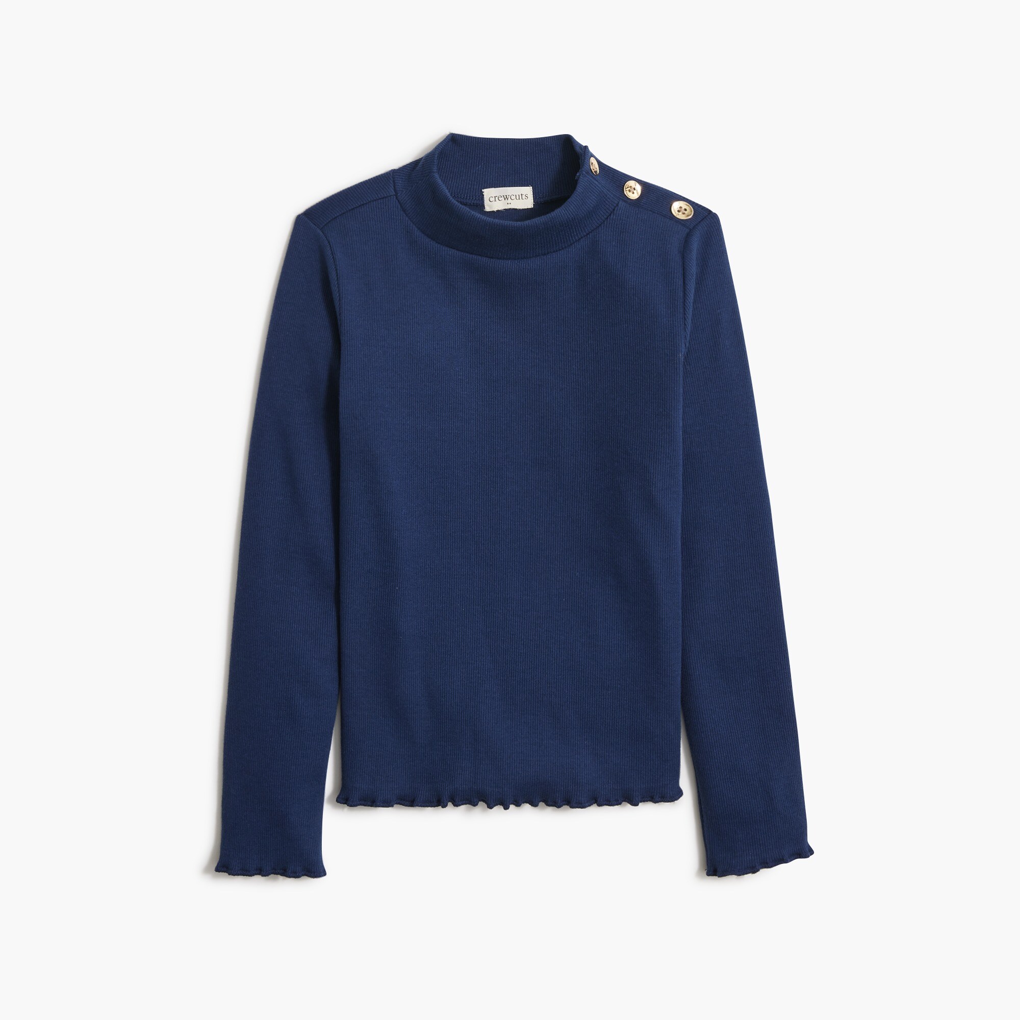 Girls' button-trim mockneck top