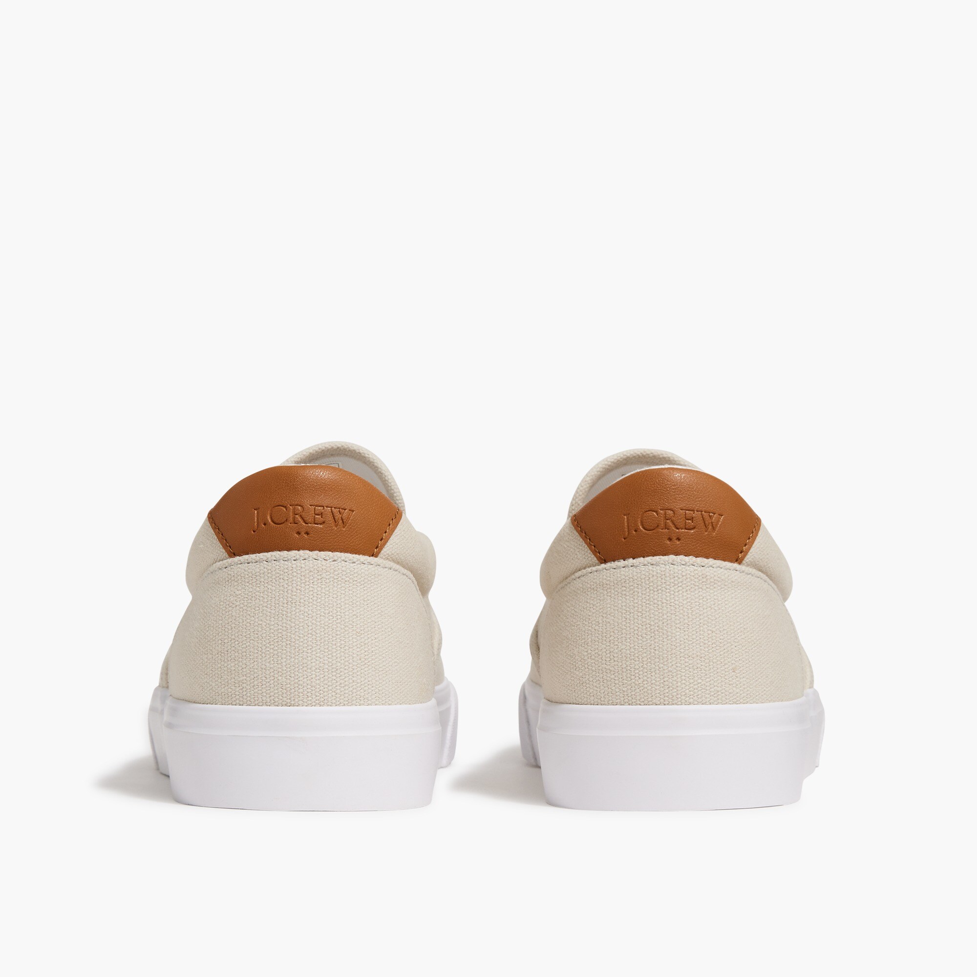 J Crew Slip On Shoes Mens Tan Canvas White Sole Casual‎ Skate Sneakers Size 11 Canvas Slip-on Sneakers For Men | Factory main image 3