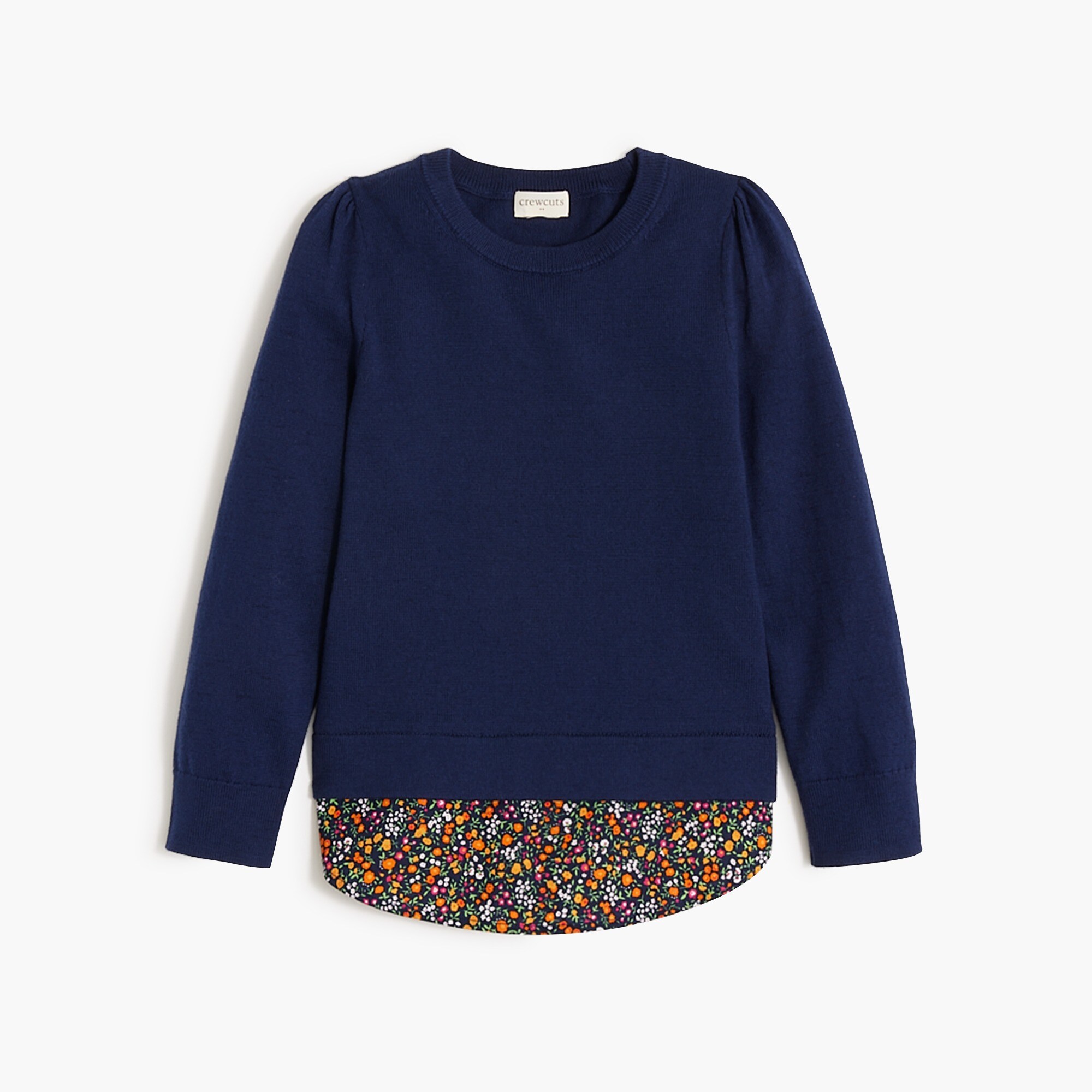 girls' puff-sleeve mixed-media sweater for girls