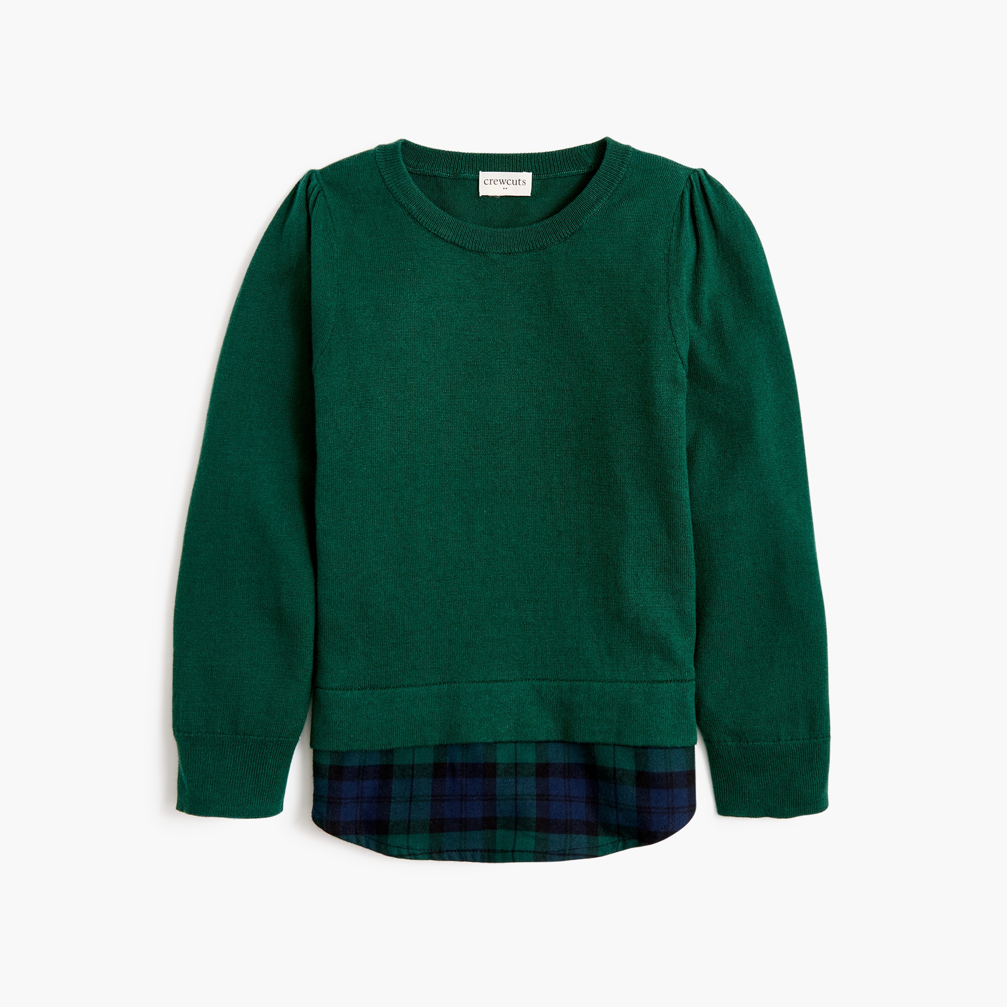 girls' puff-sleeve mixed-media sweater for girls