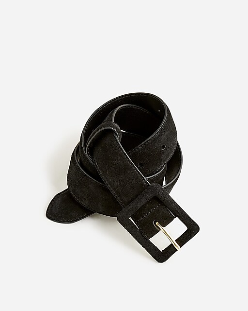 womens Square buckle belt in suede