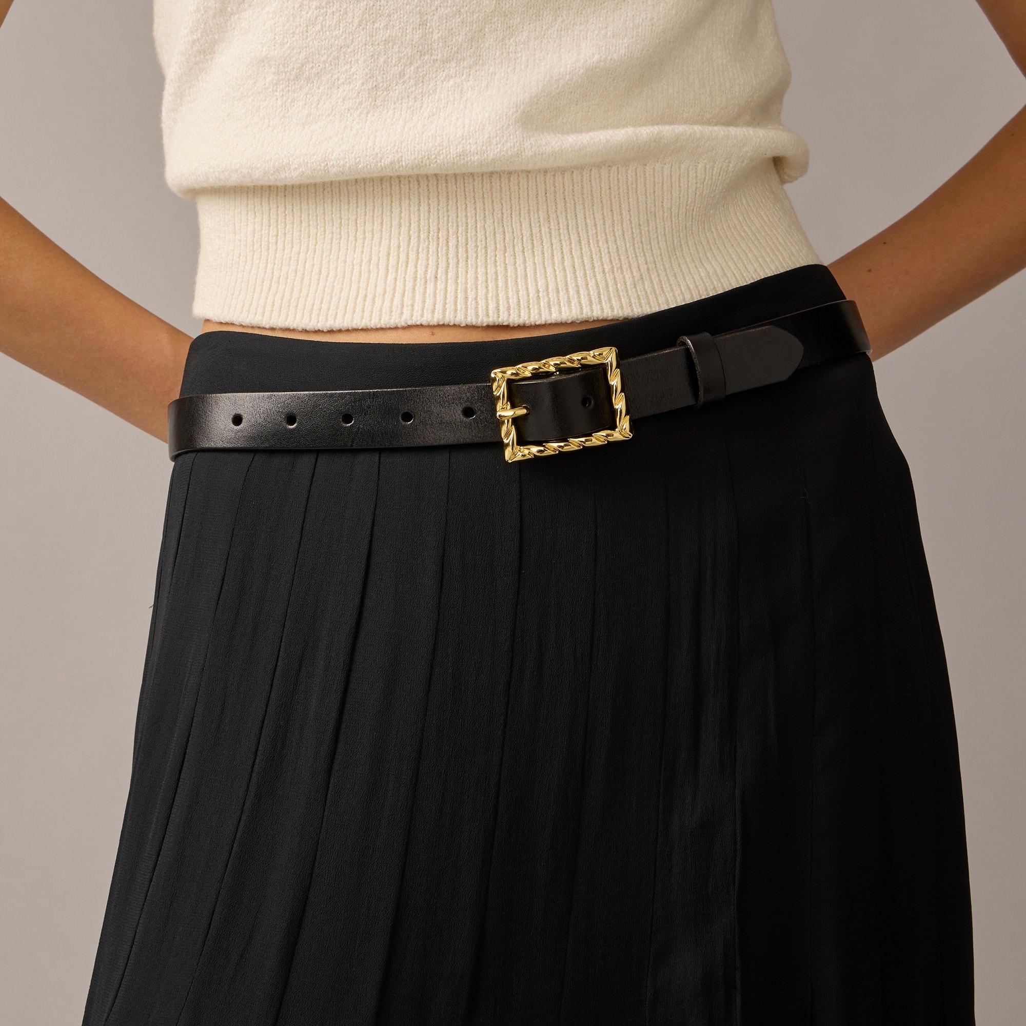 j.crew: classic italian leather belt with twisted buckle for women