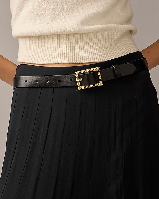 womens Classic Italian leather belt with twisted buckle
