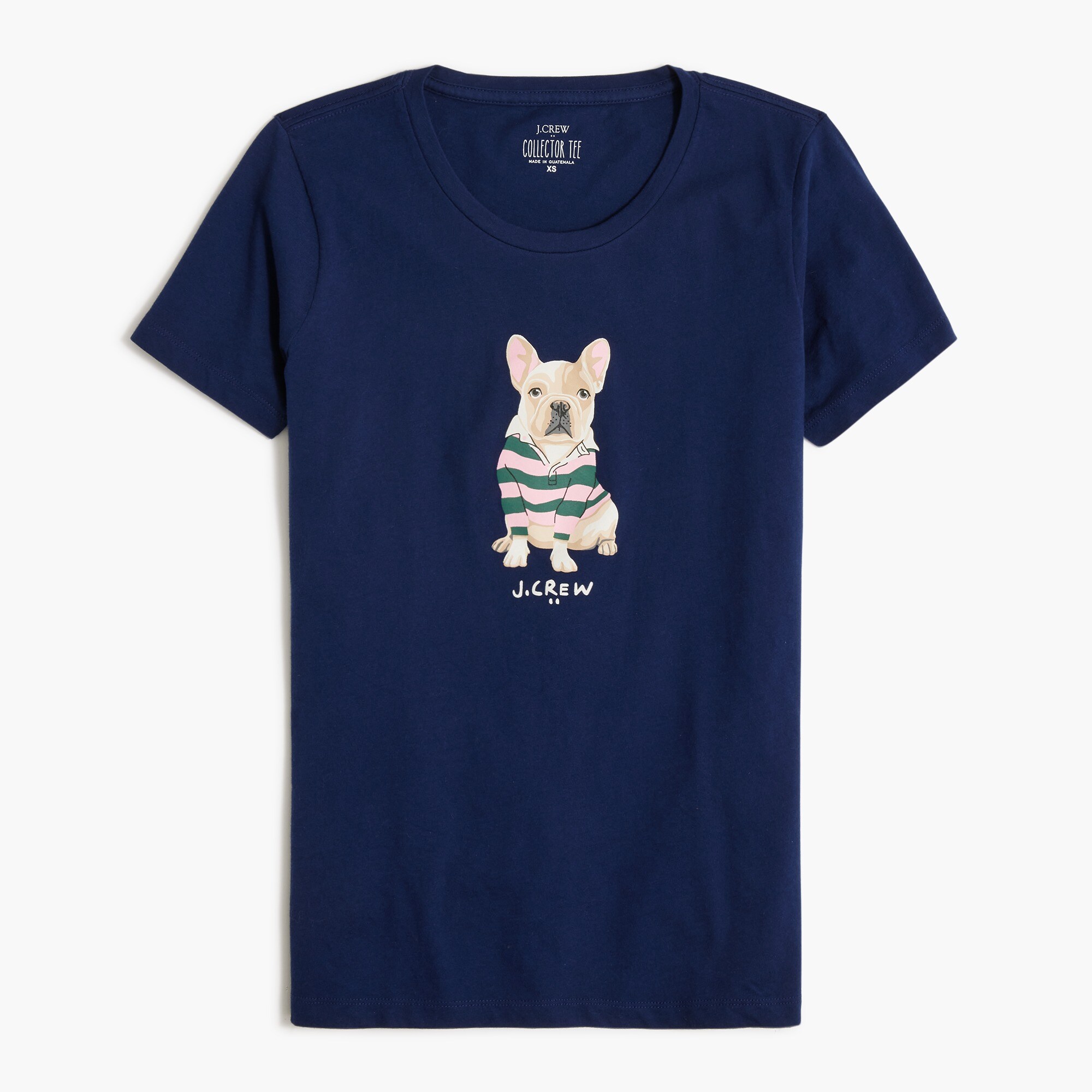 dog in rugby shirt graphic tee for women