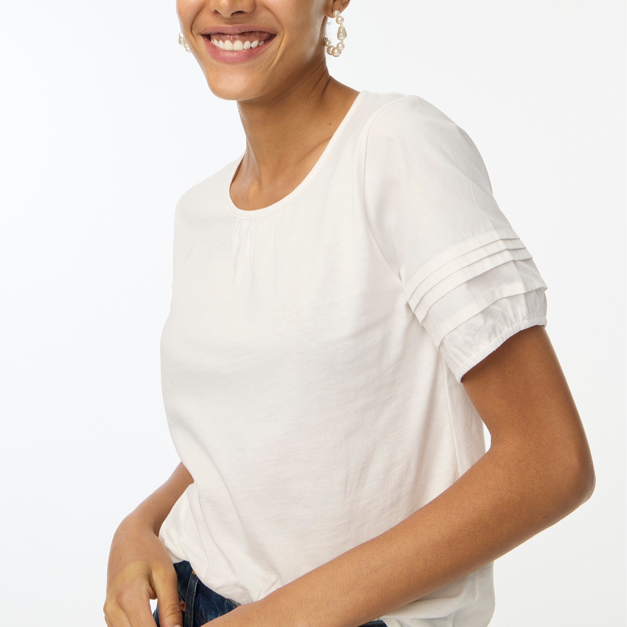 womens Pleated-sleeve top