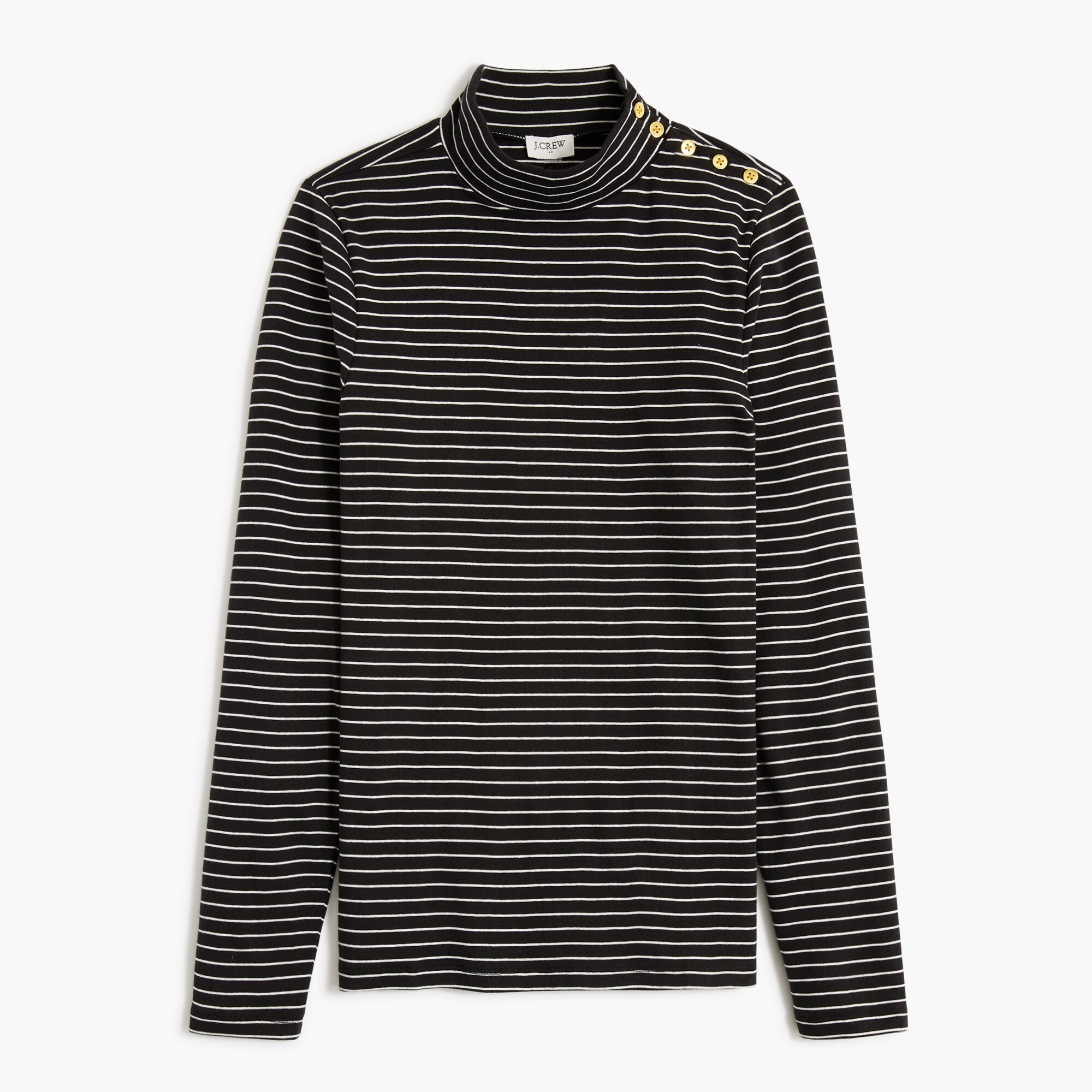 striped mockneck ribbed top for women
