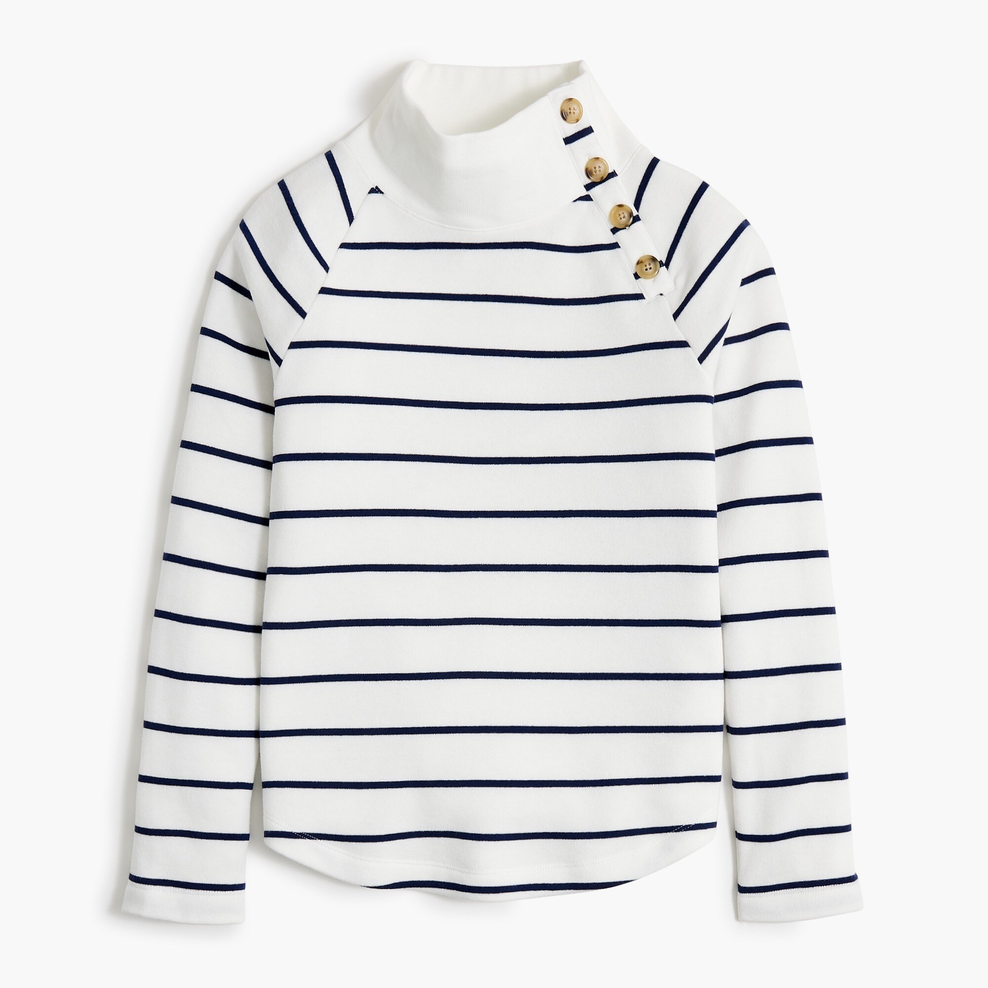 Striped wide button-collar pullover sweatshirt