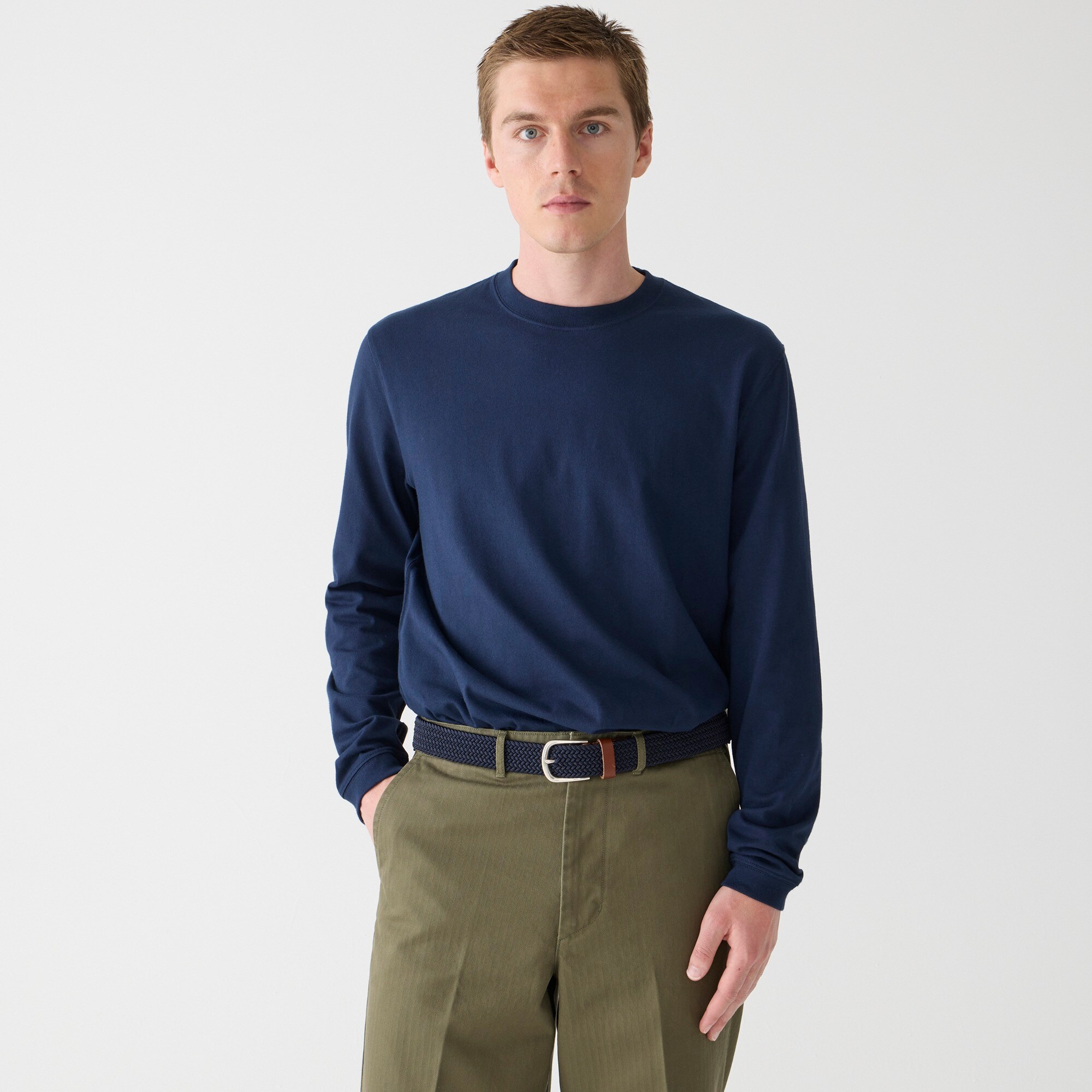 j.crew: relaxed long-sleeve premium-weight cotton t-shirt for men