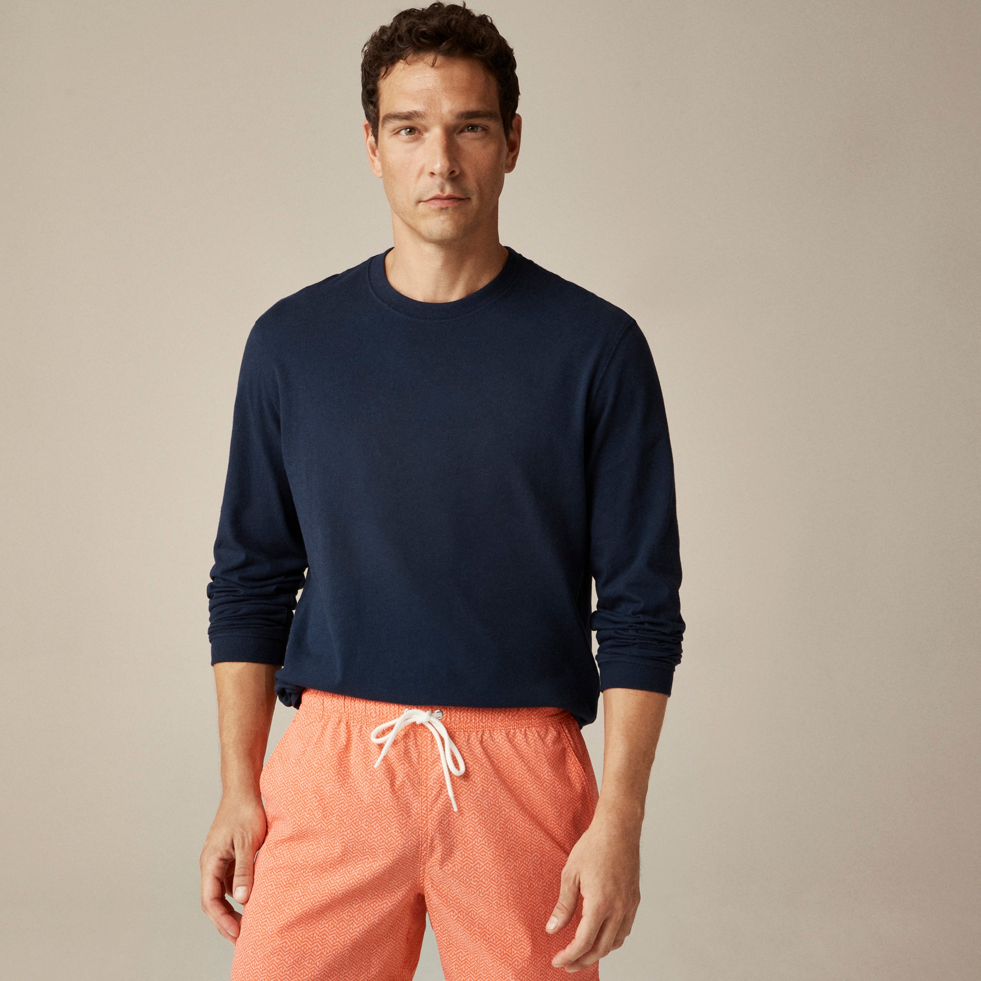 j.crew: relaxed long-sleeve premium-weight cotton t-shirt for men