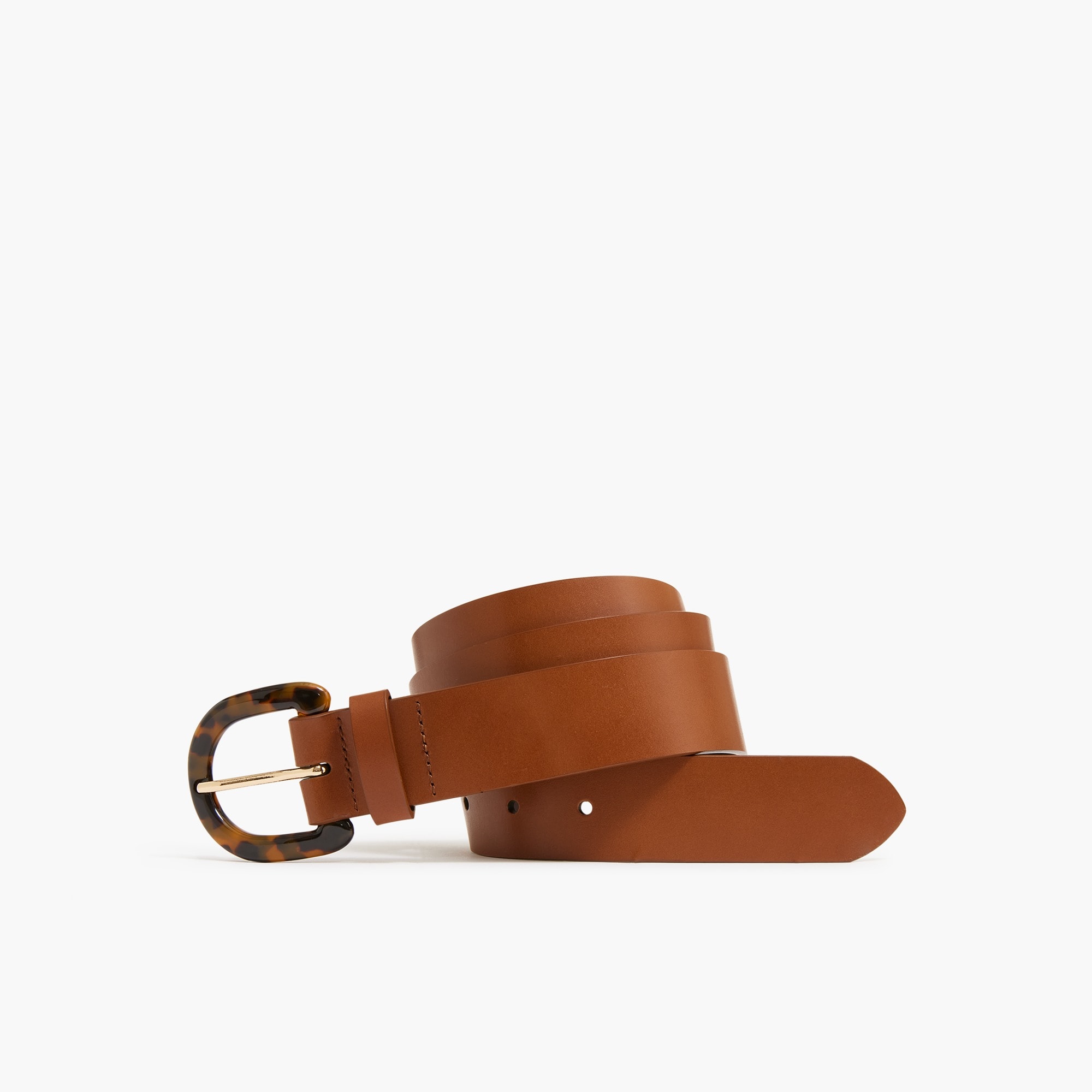 J. Crew Leather Belt with Tortoiseshell-Style Buckle Skinny Tortoise Belt For Women | J.Crew main image 2