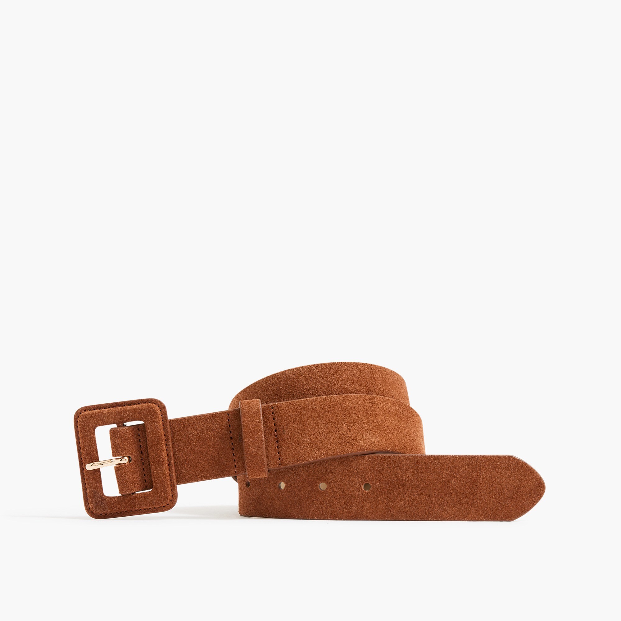 factory: suede square-buckle waist belt for women