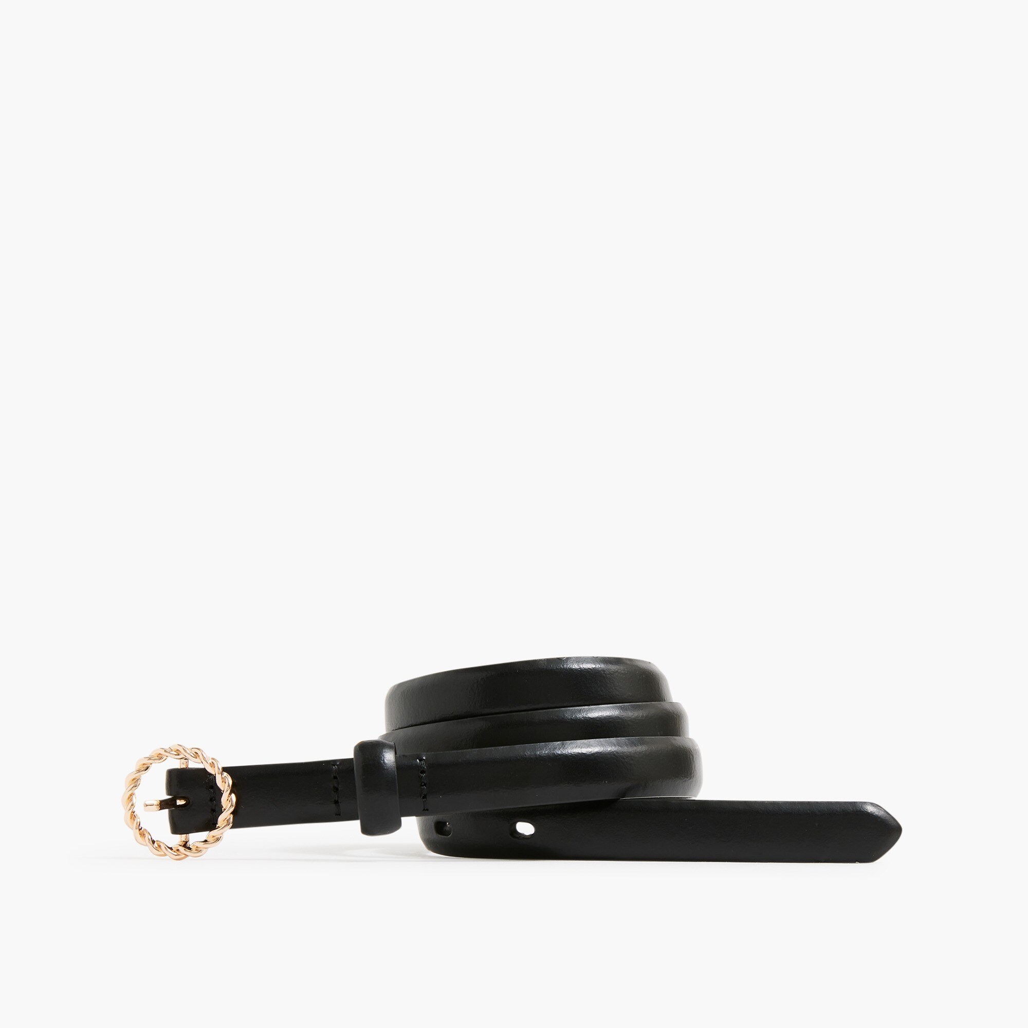 Skinny leather belt with rope buckle