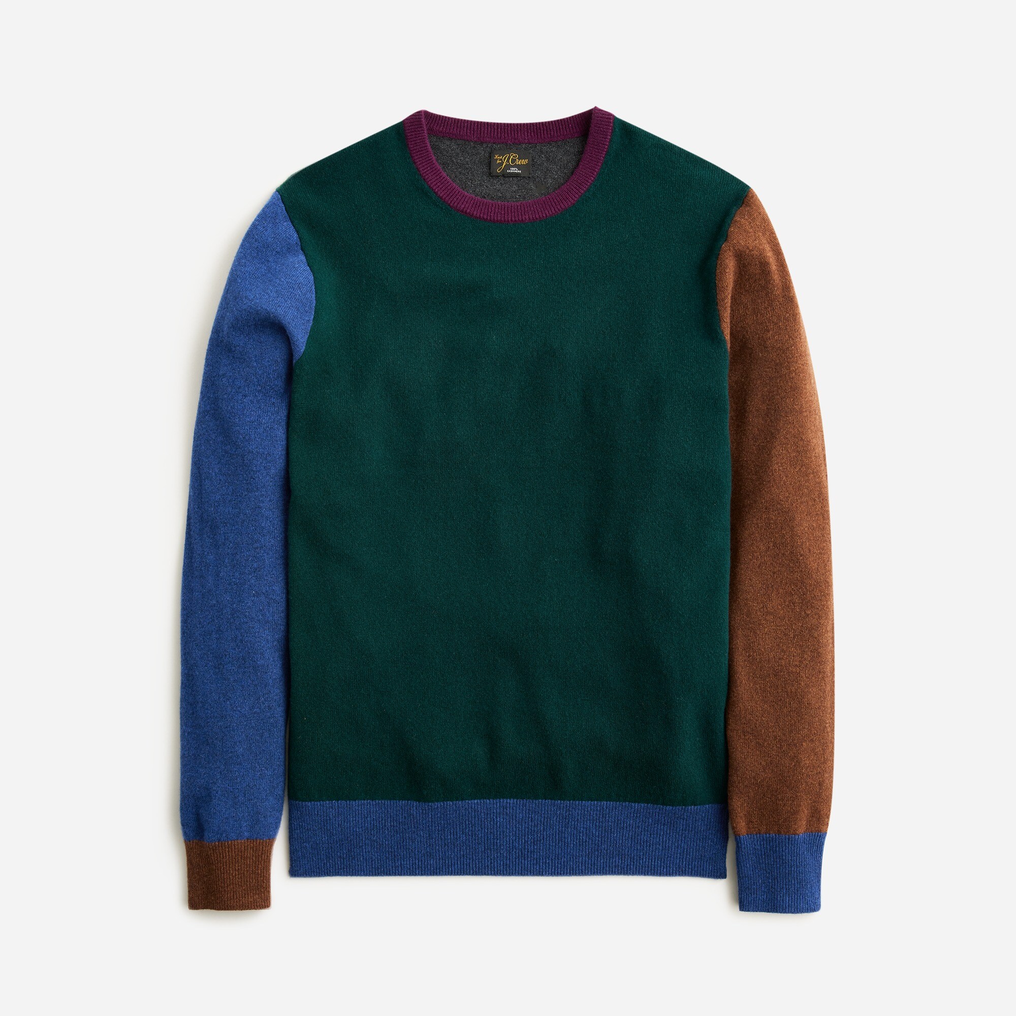 Cashmere Crewneck In Colorblock For Men | J.Crew