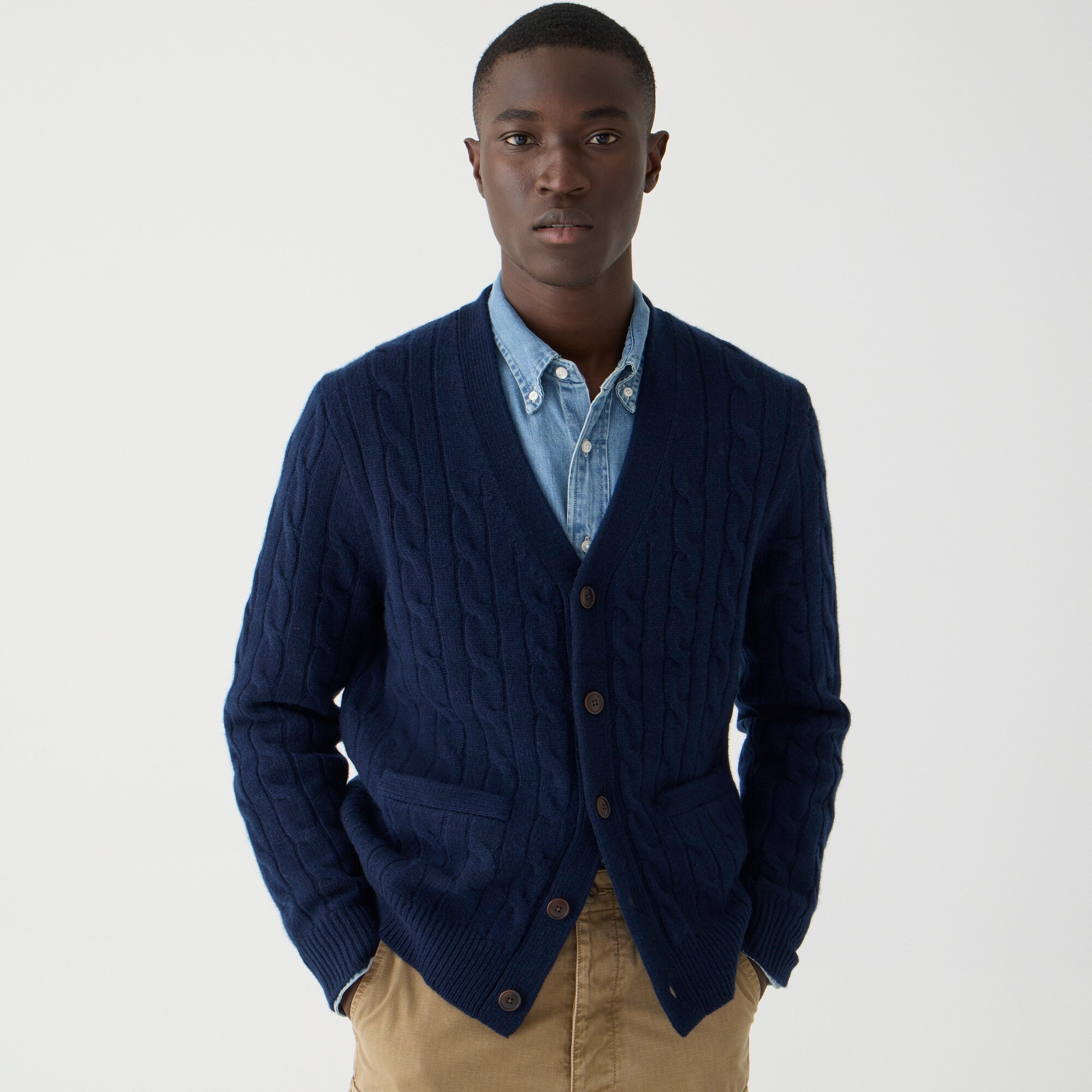 mens Heavyweight cashmere cable-knit cardigan sweater
