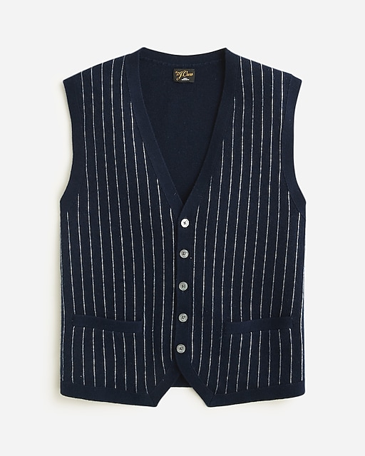 mens Cashmere-blend cardigan sweater-vest in pinstripe
