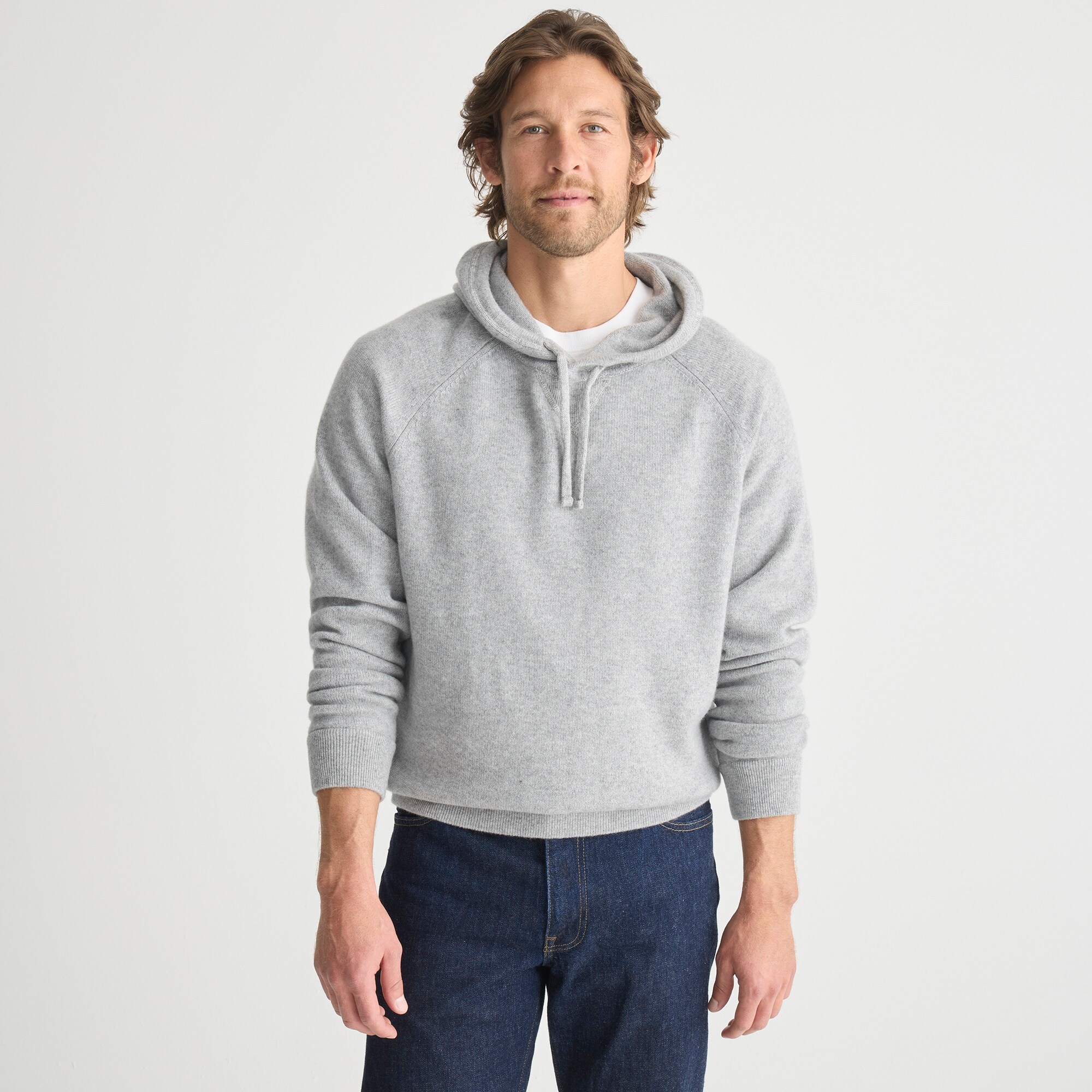 mens Midweight cashmere raglan-sleeve hooded sweater