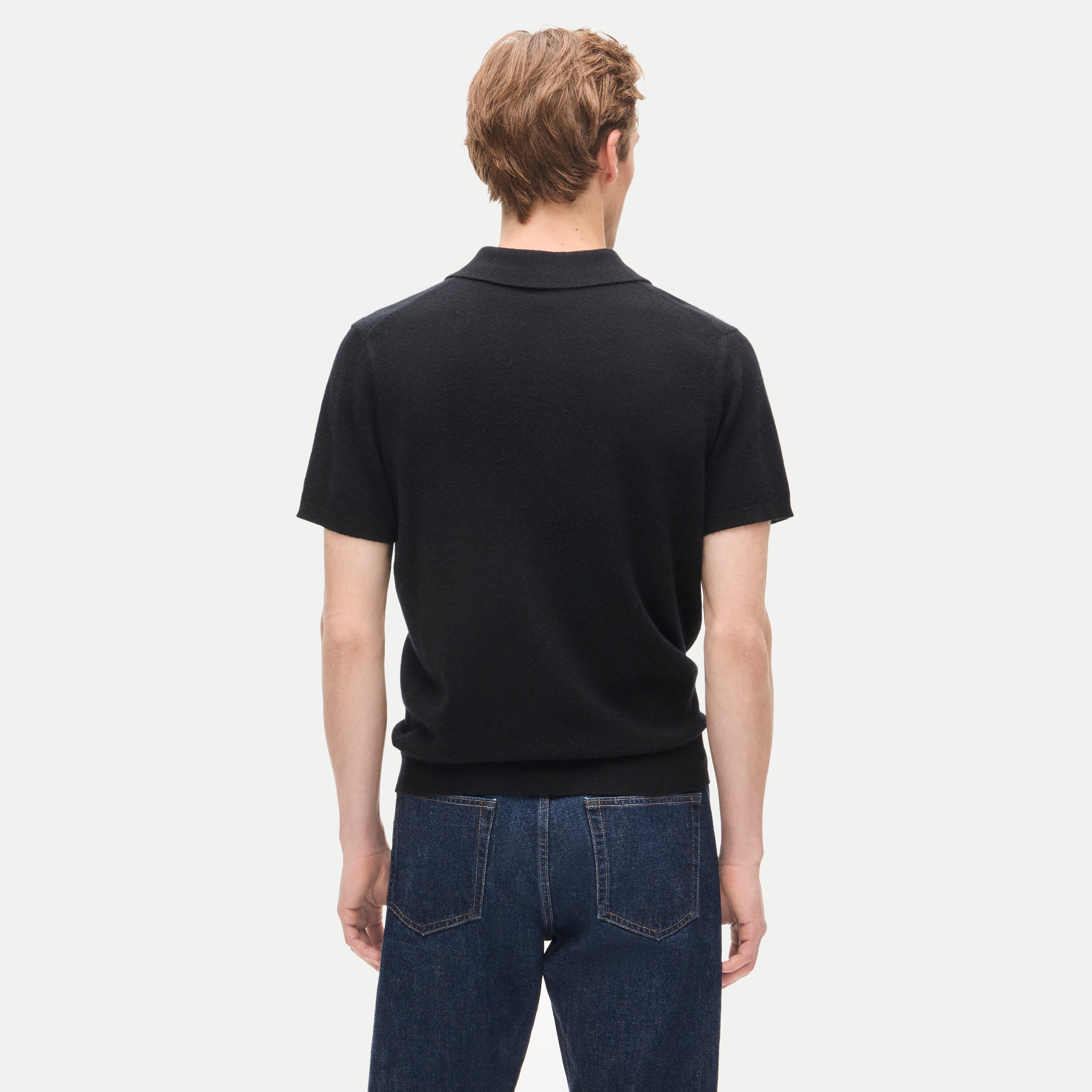 Cashmere short-sleeve sweater-polo